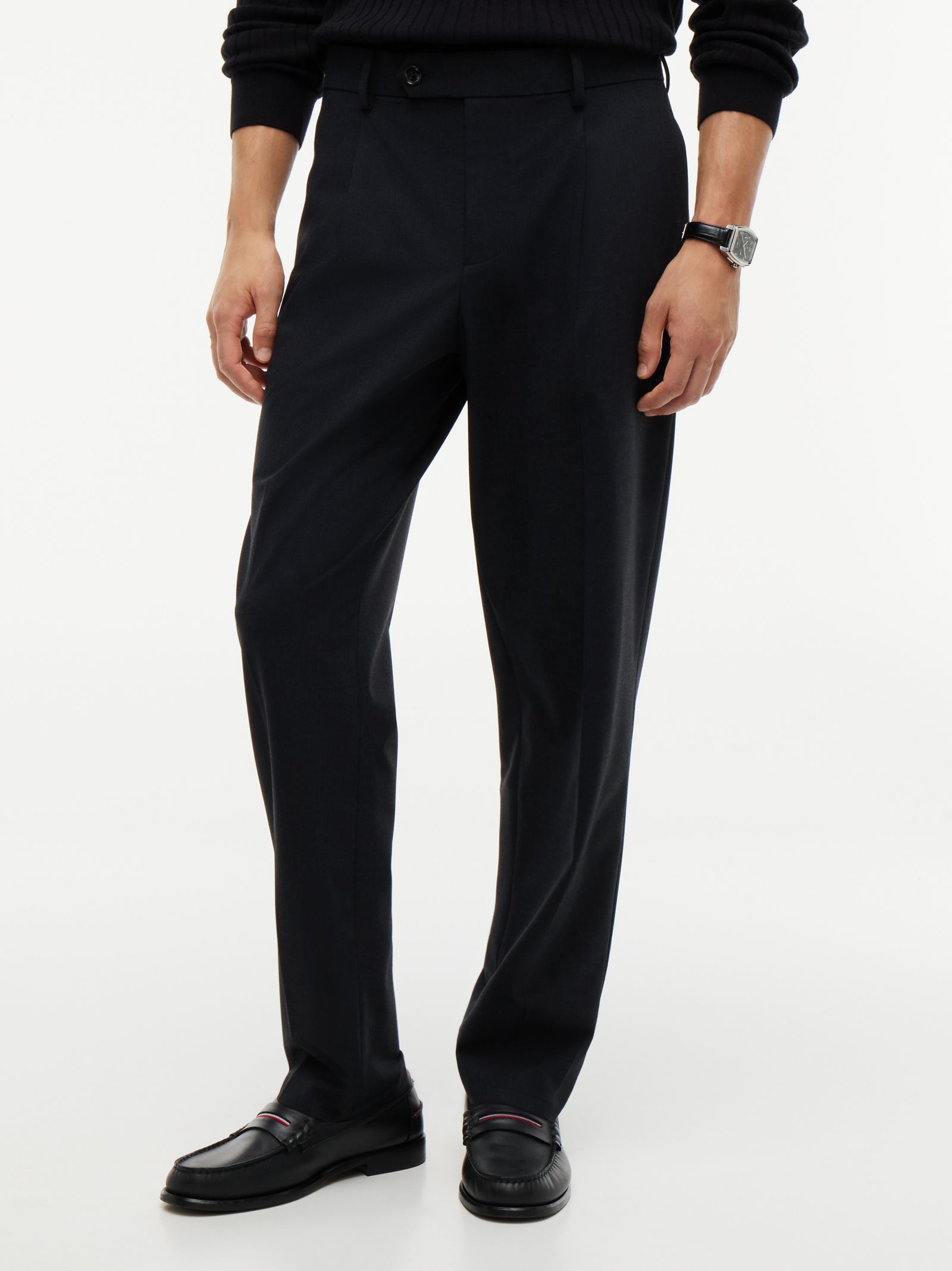 Tommy Hilfiger New York Label Tapered broek van wolmix in grijs