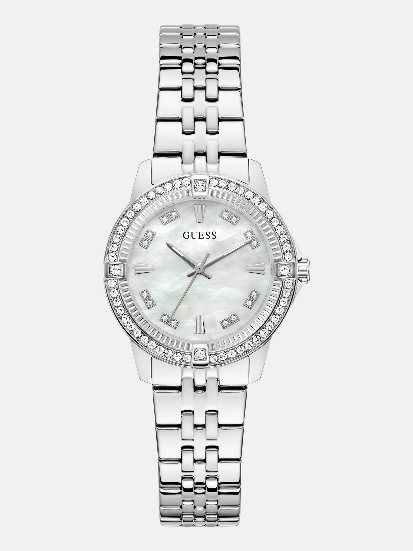 Guess Crystal Analoog Horloge Van Roestvrij Staal 32 Mm in zilver