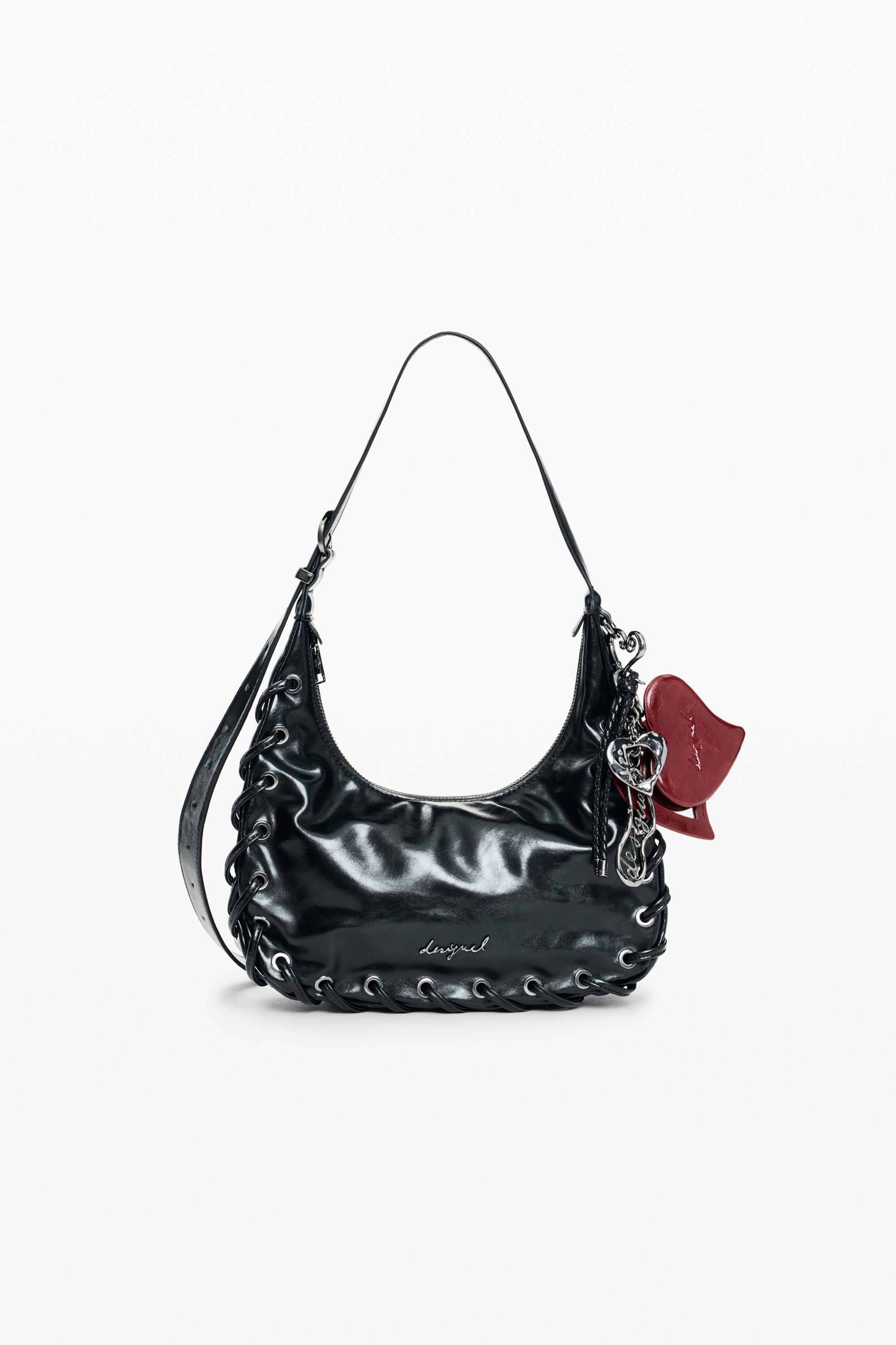 Desigual Kleine tas met lederlook in zwart