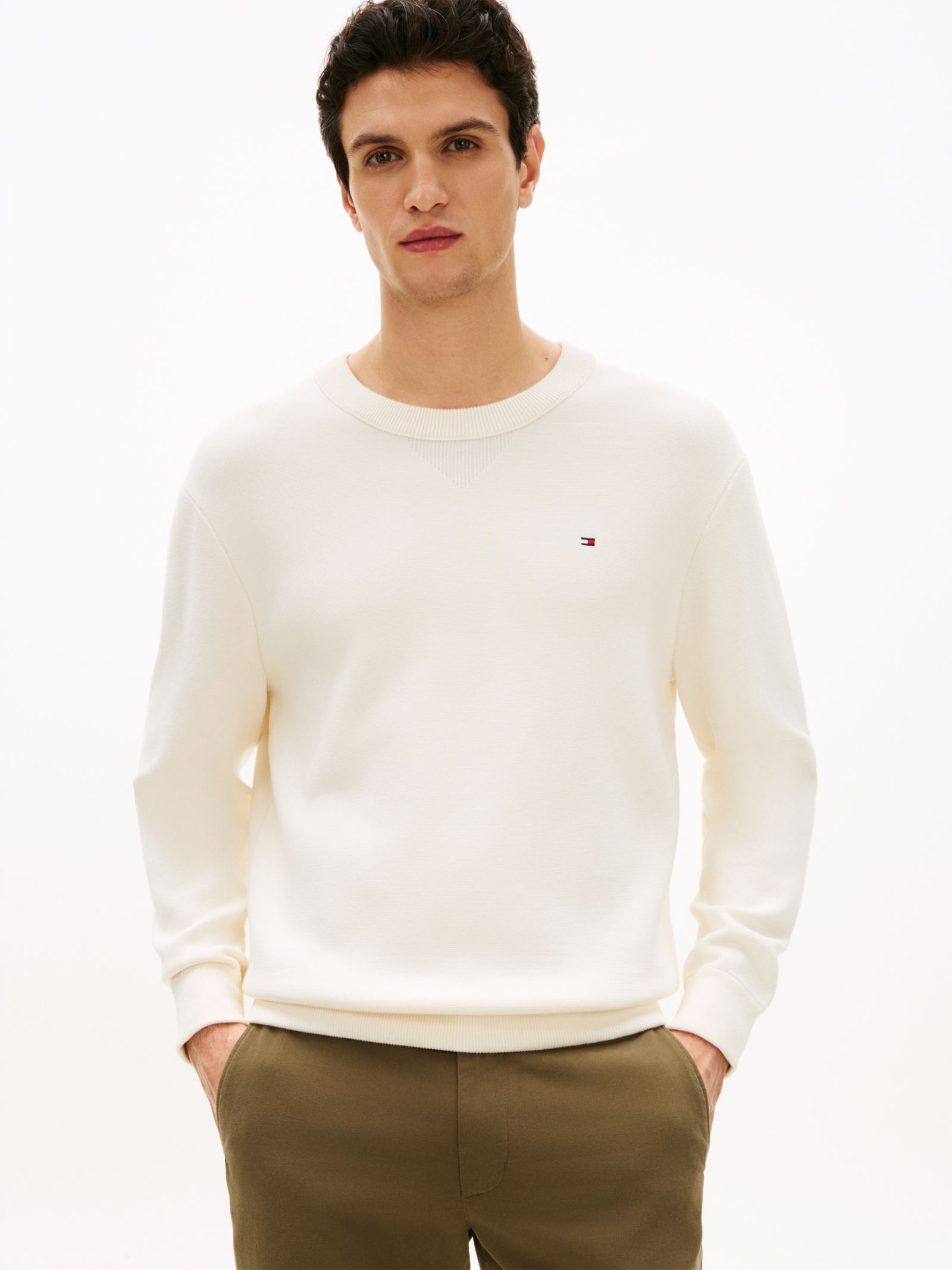 Tommy Hilfiger Relaxed Milano gebreide trui met ronde hals