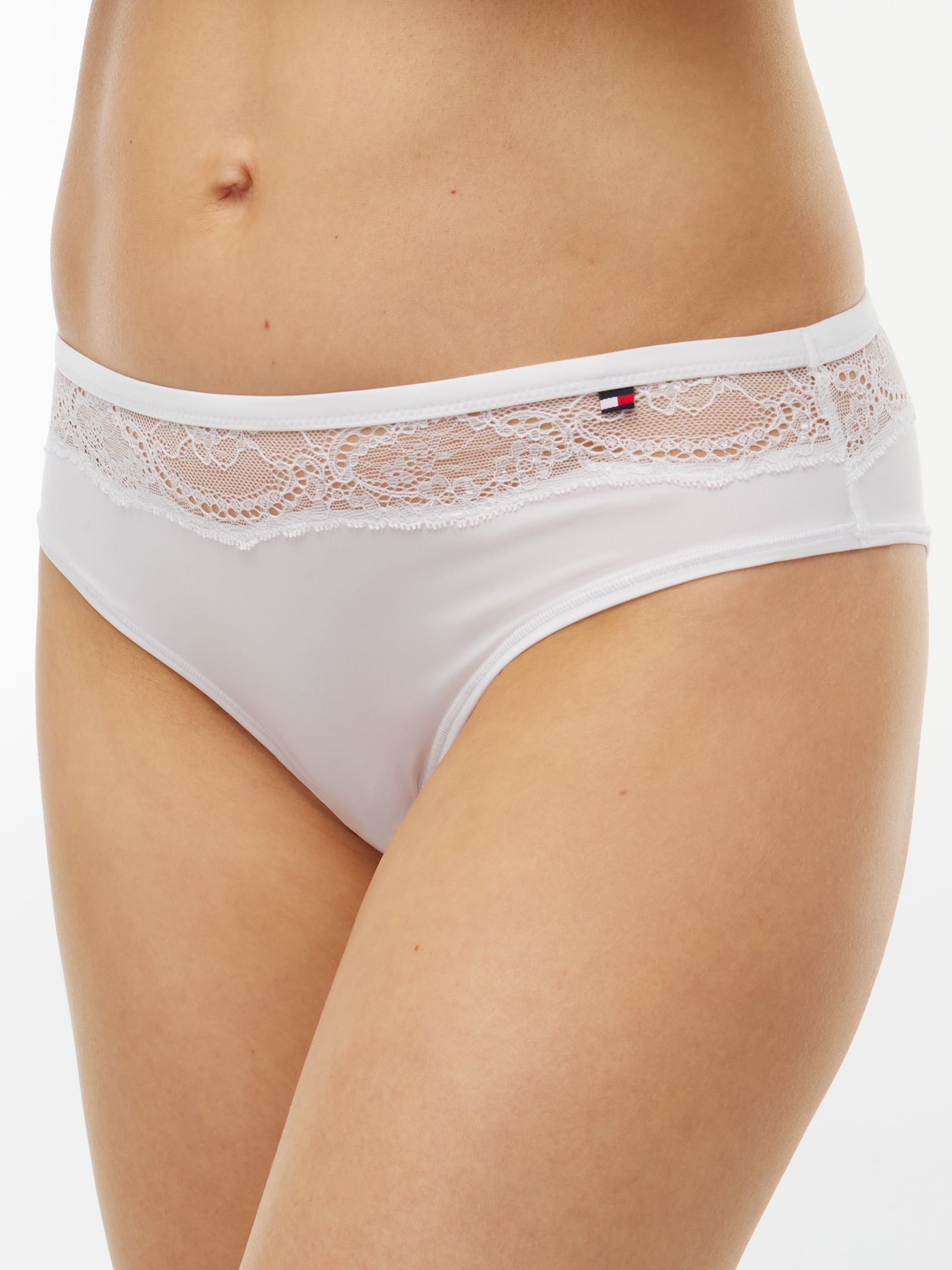 Tommy Hilfiger Slips van microvezel met kanten rand in wit