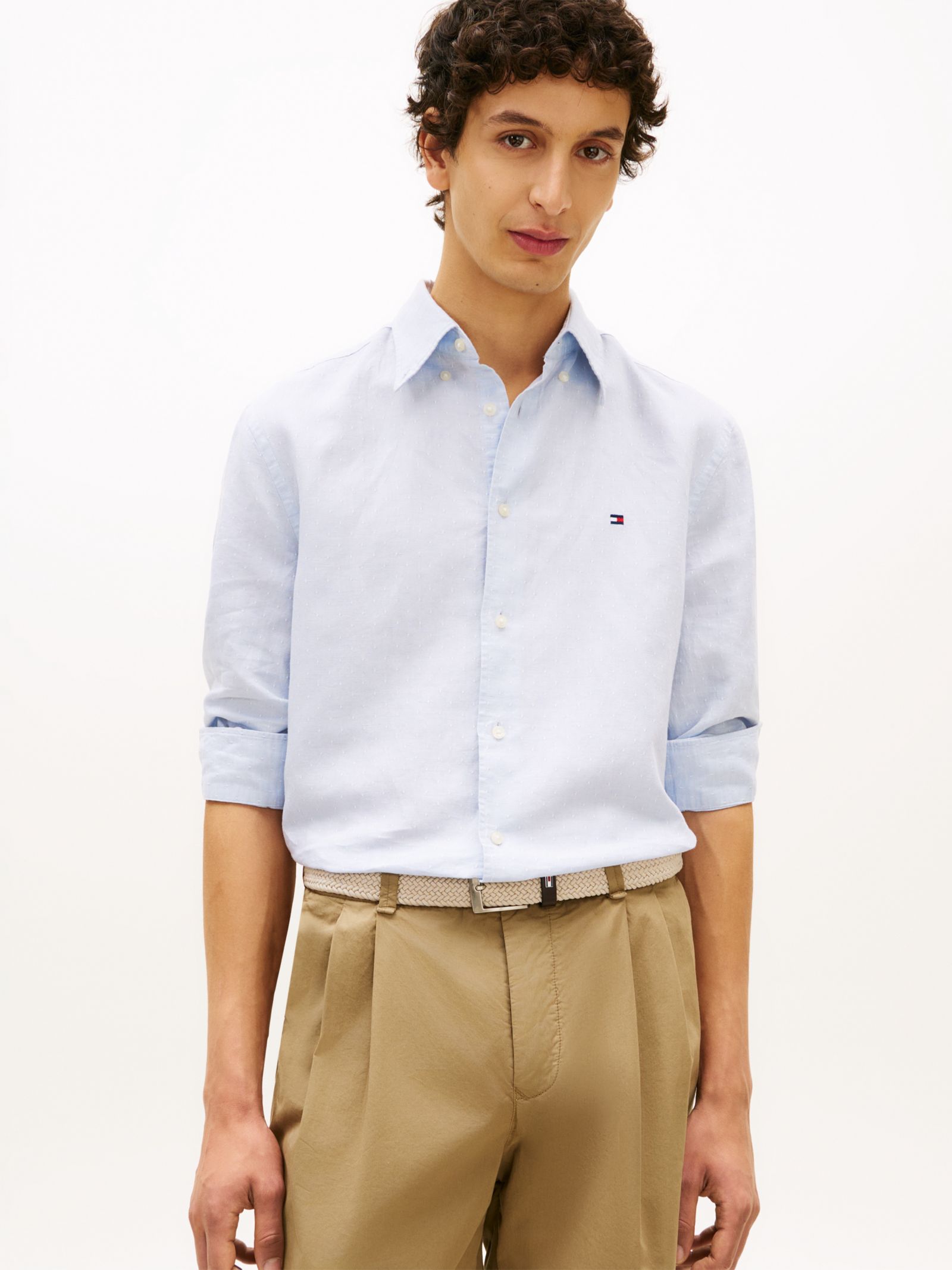 Tommy Hilfiger Regular fit overhemd van linnenmix