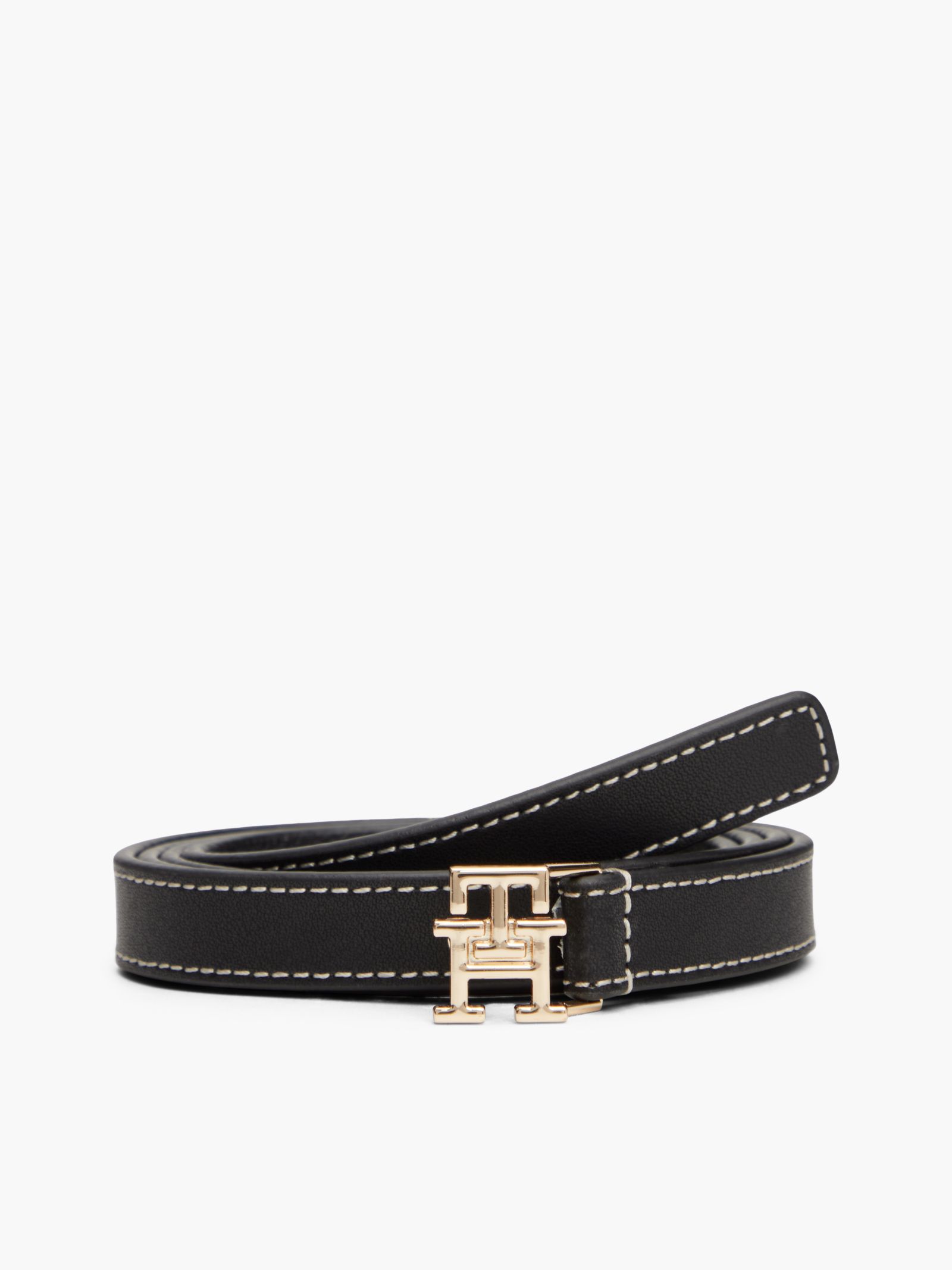 Tommy Hilfiger Leren riem met TH Monogramgesp in zwart