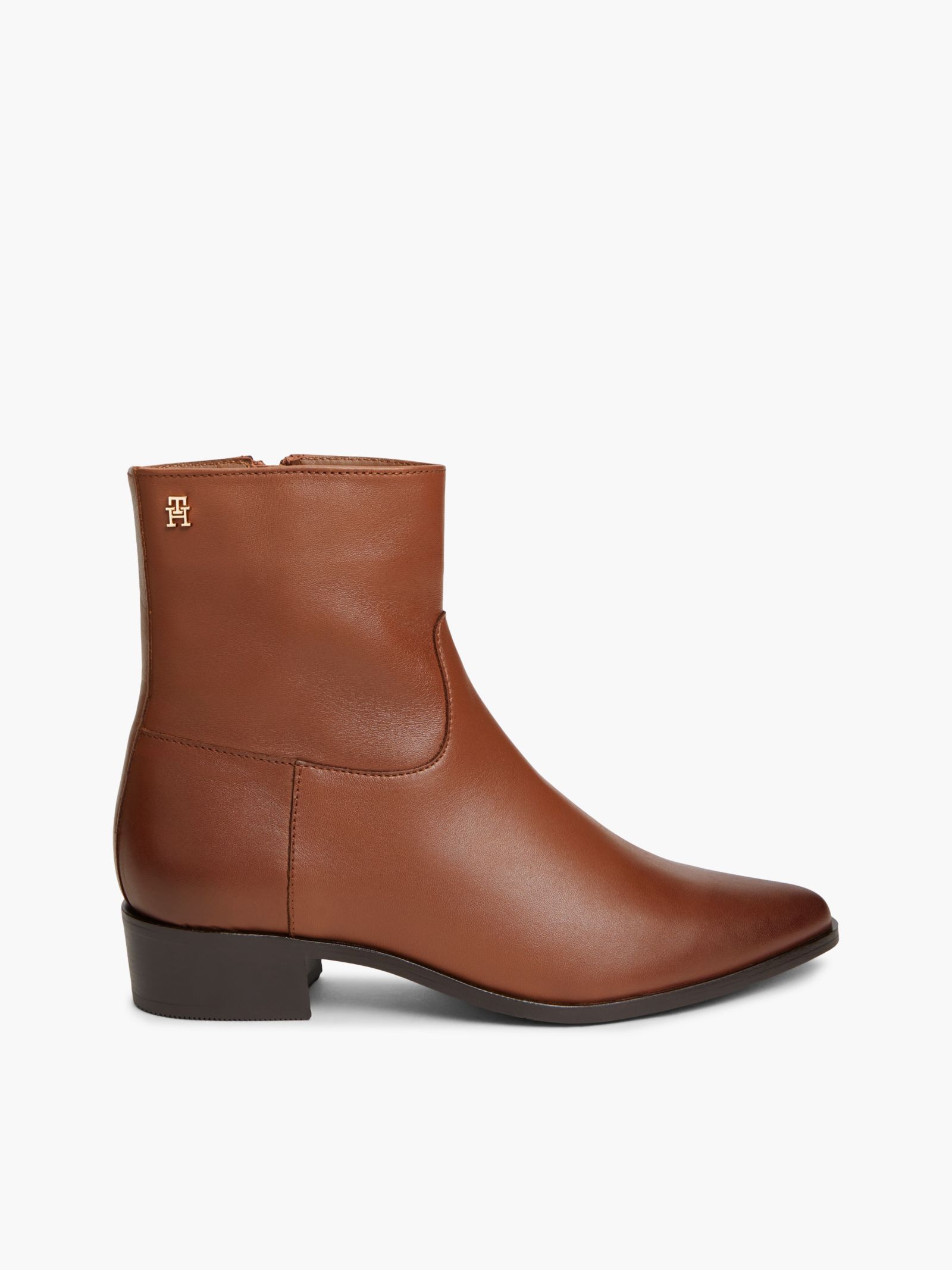 Tommy Hilfiger Leren enkellaars met ritssluiting for women in bruin