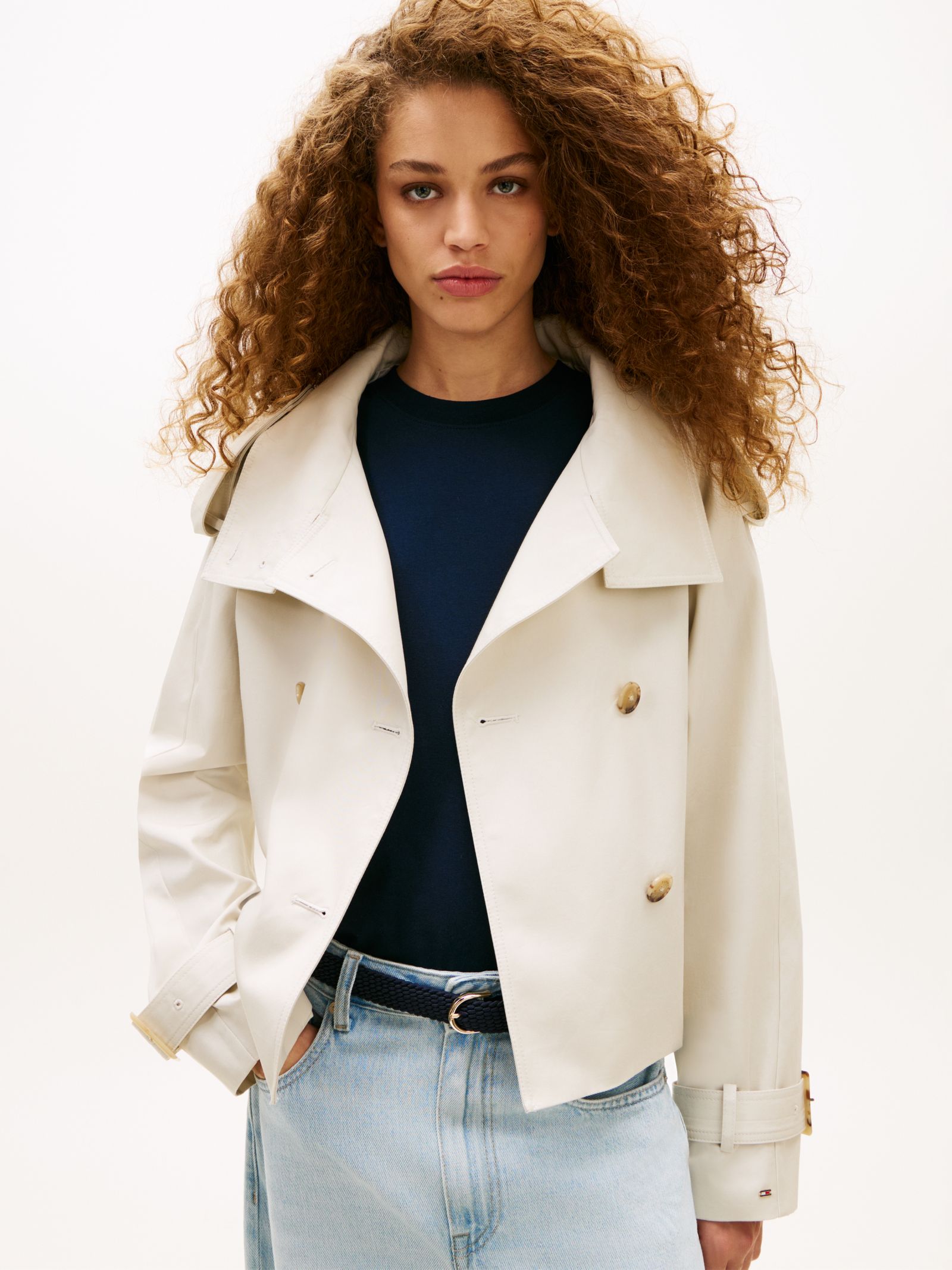 Tommy Hilfiger waterafstotende korte trenchcoat