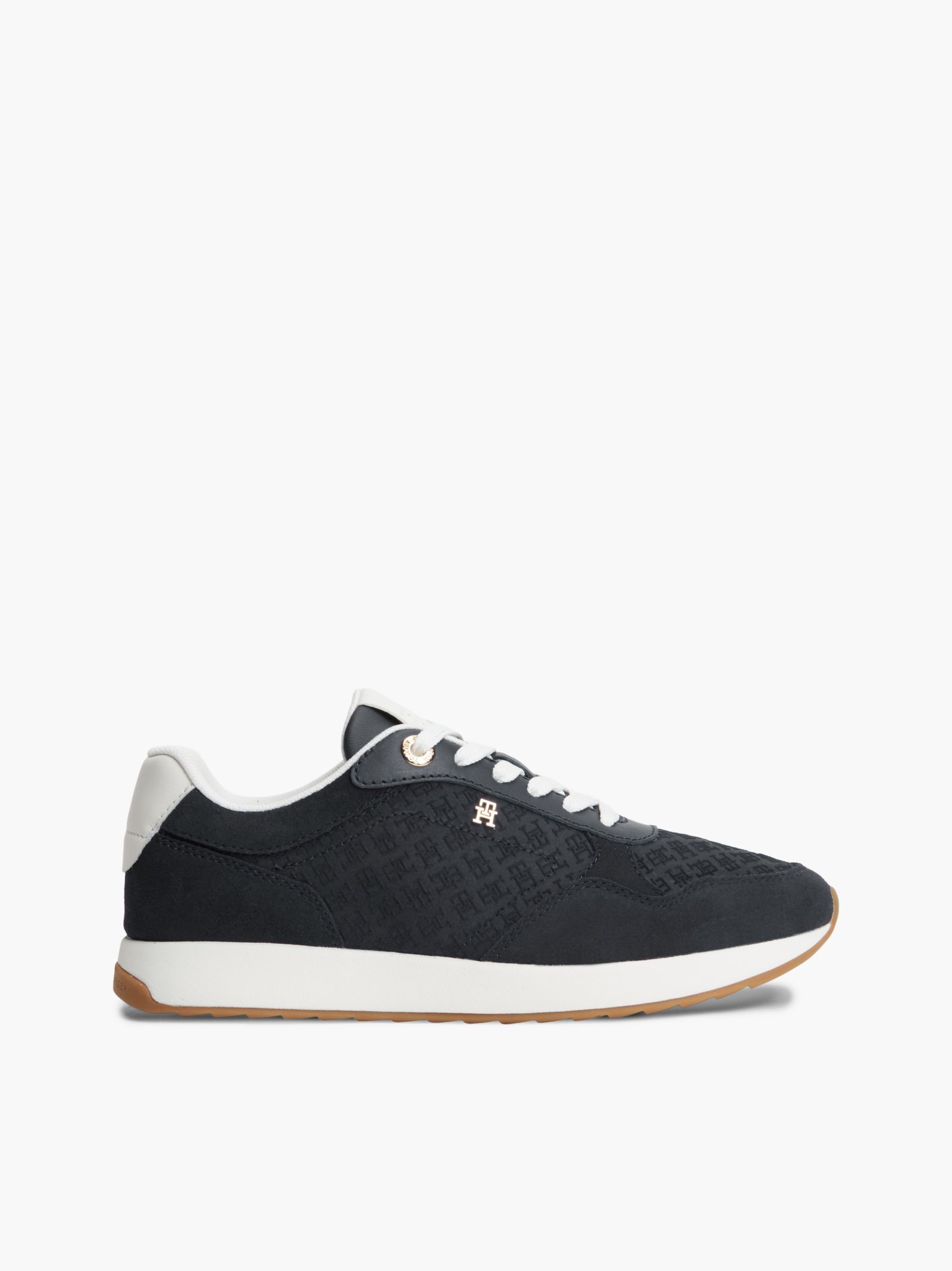 Tommy Hilfiger Suède Sneaker Met Metalen TH Monogram in marine