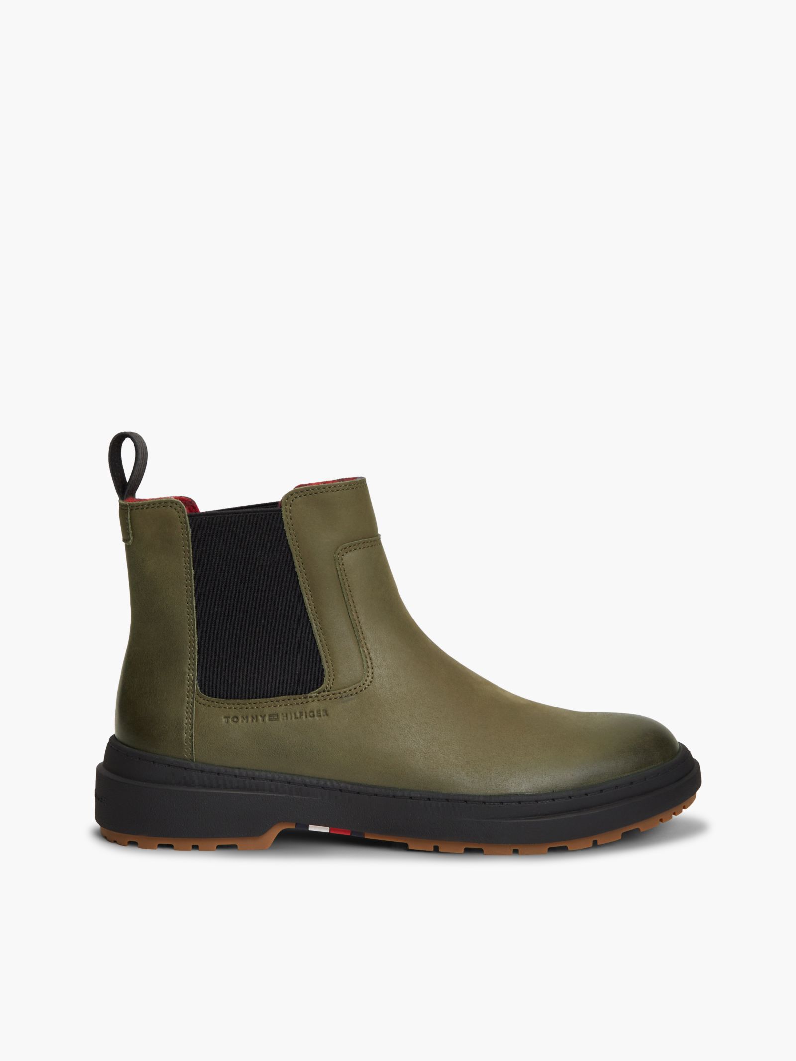 Tommy Hilfiger Outdoor leren chelsea boot met warme voering in groen
