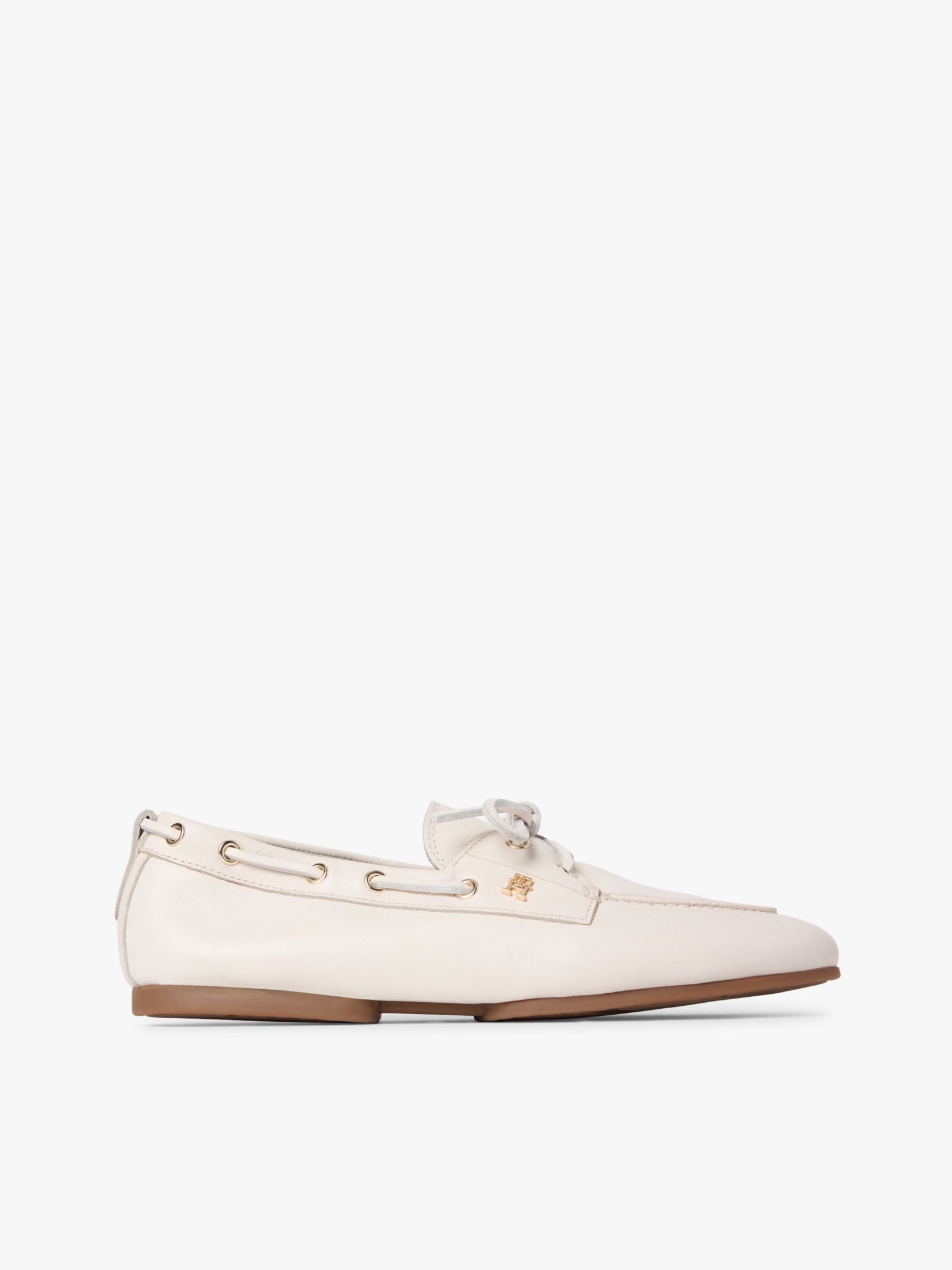 Tommy Hilfiger Leren bootschoen met TH monogram in beige