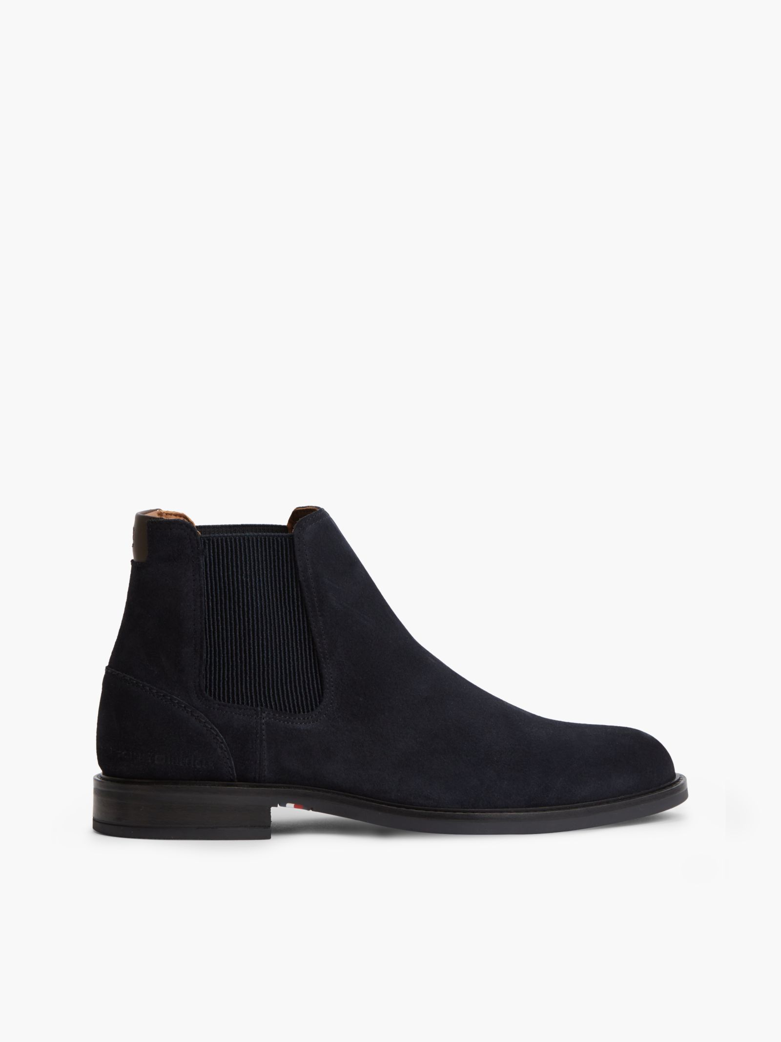 Tommy Hilfiger suède chelsea boot met rubberen vlag in marine