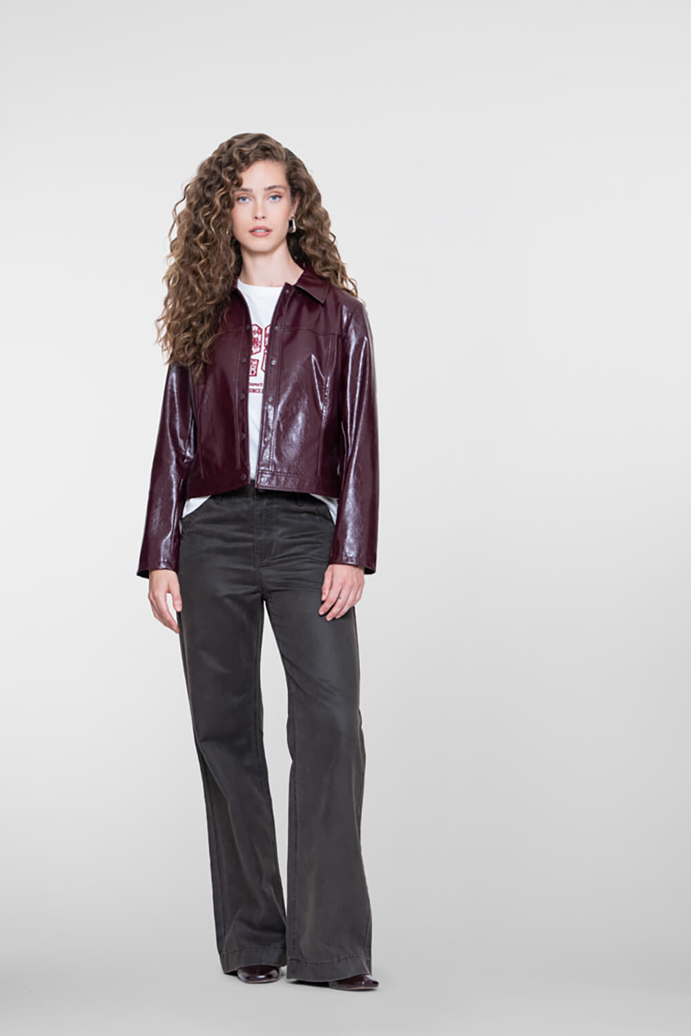 Geisha Jack Leer look Bordeaux Rood dames