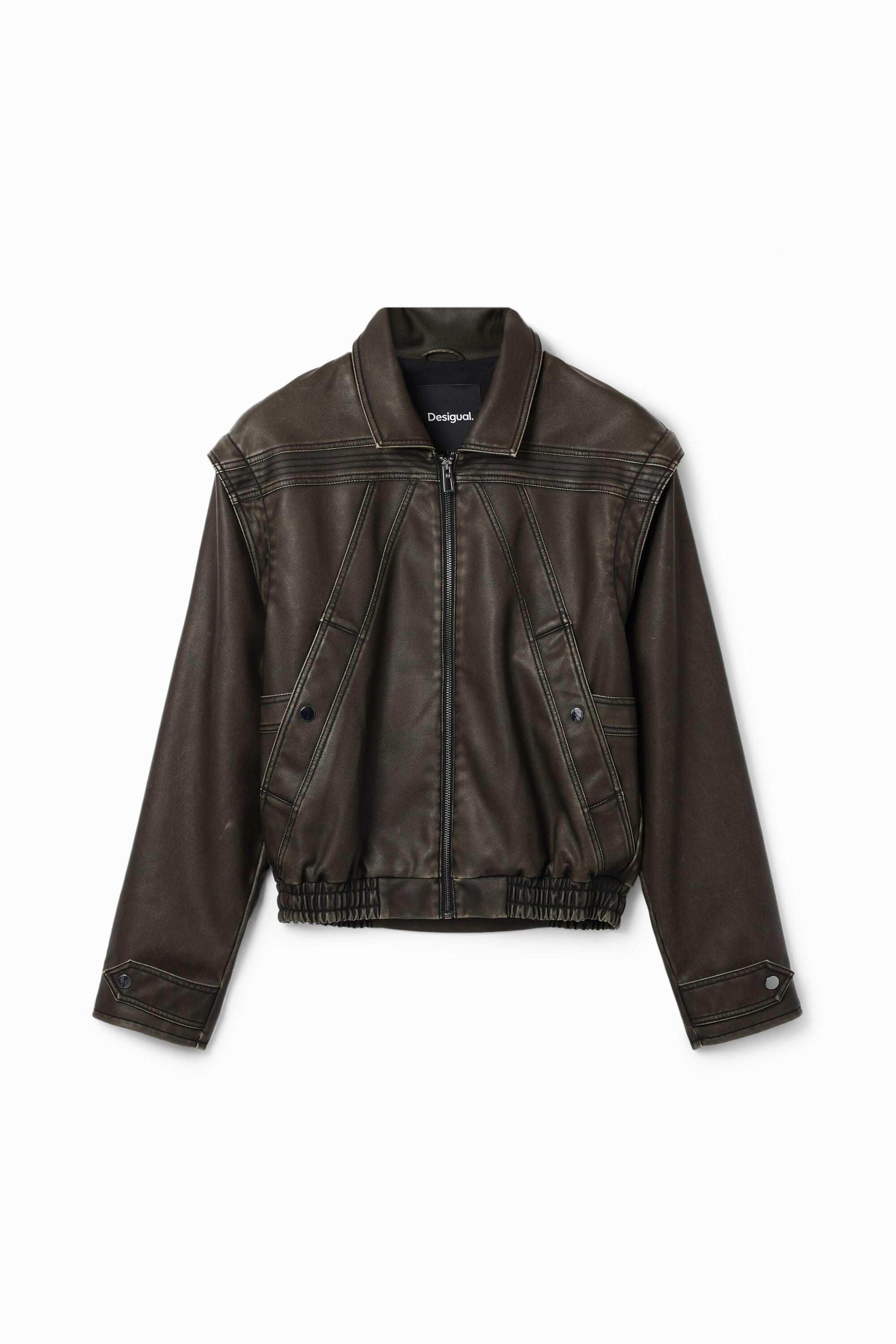 Desigual Leatherlook jack met afneembare mouwen