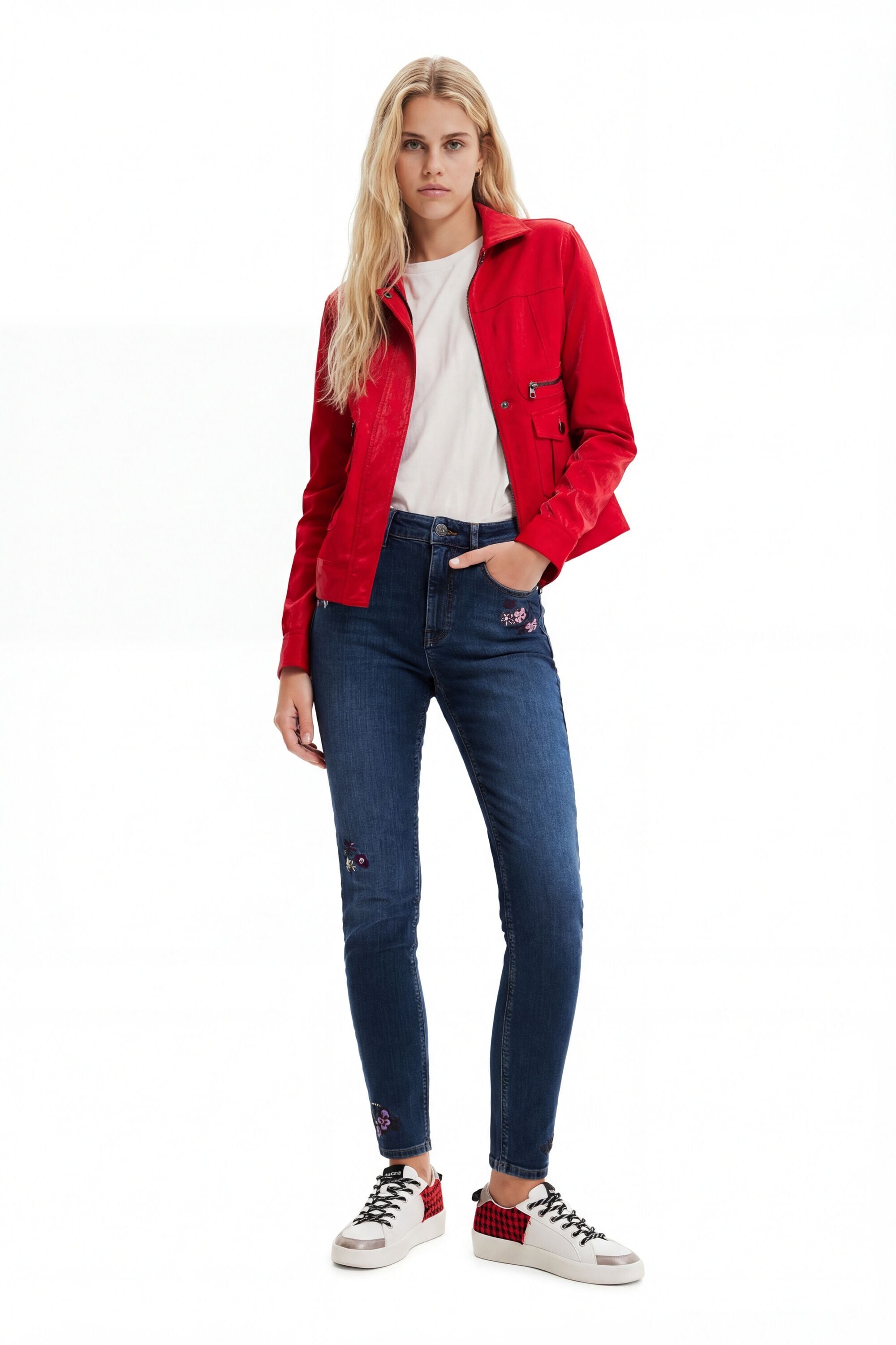 Desigual Push-up skinny jeans met geborduurde bloemen