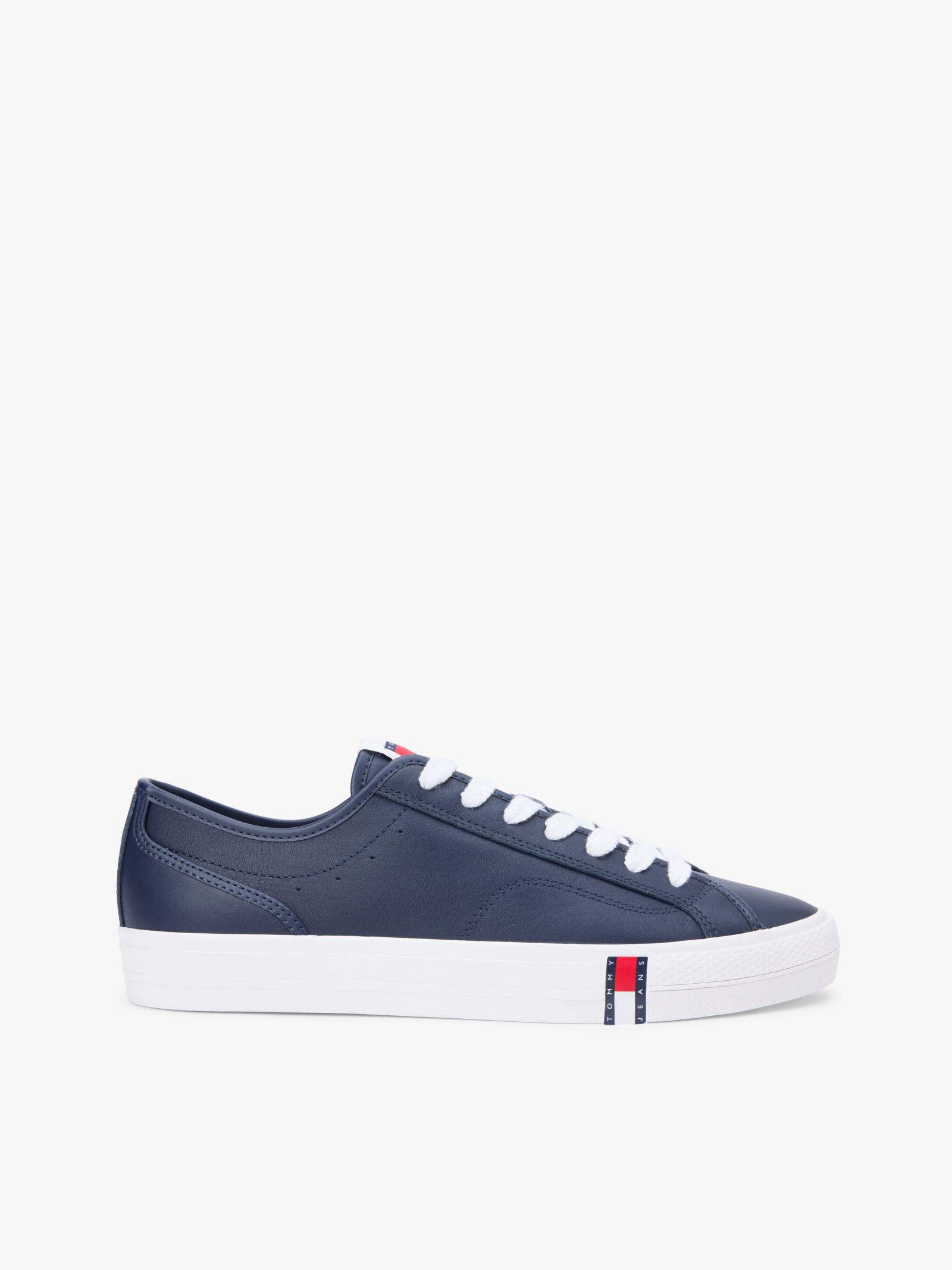 Tommy Jeans Archive leren sneaker met vlagstreep in marine