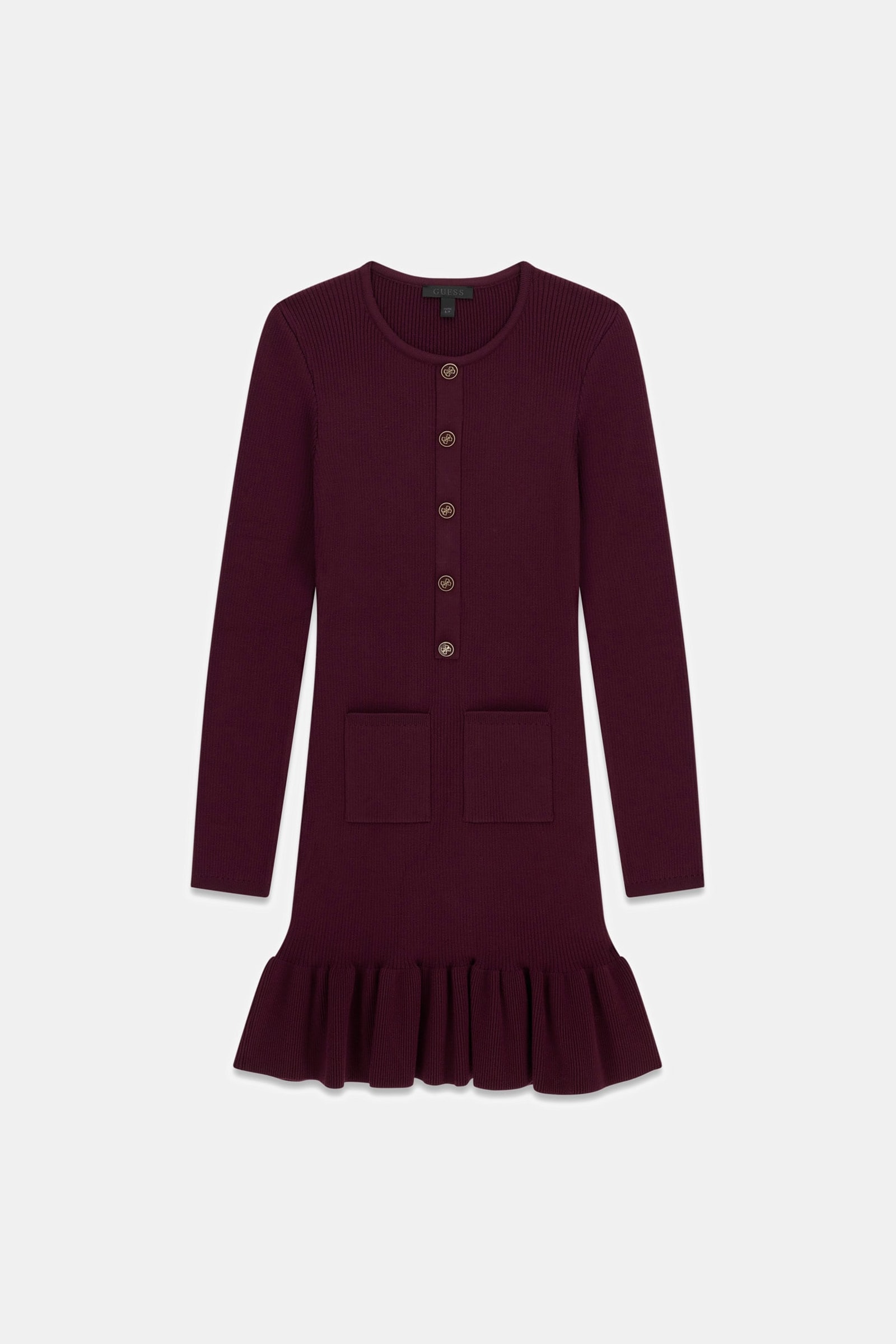 Guess Geribde Gebreide Jurk in rood