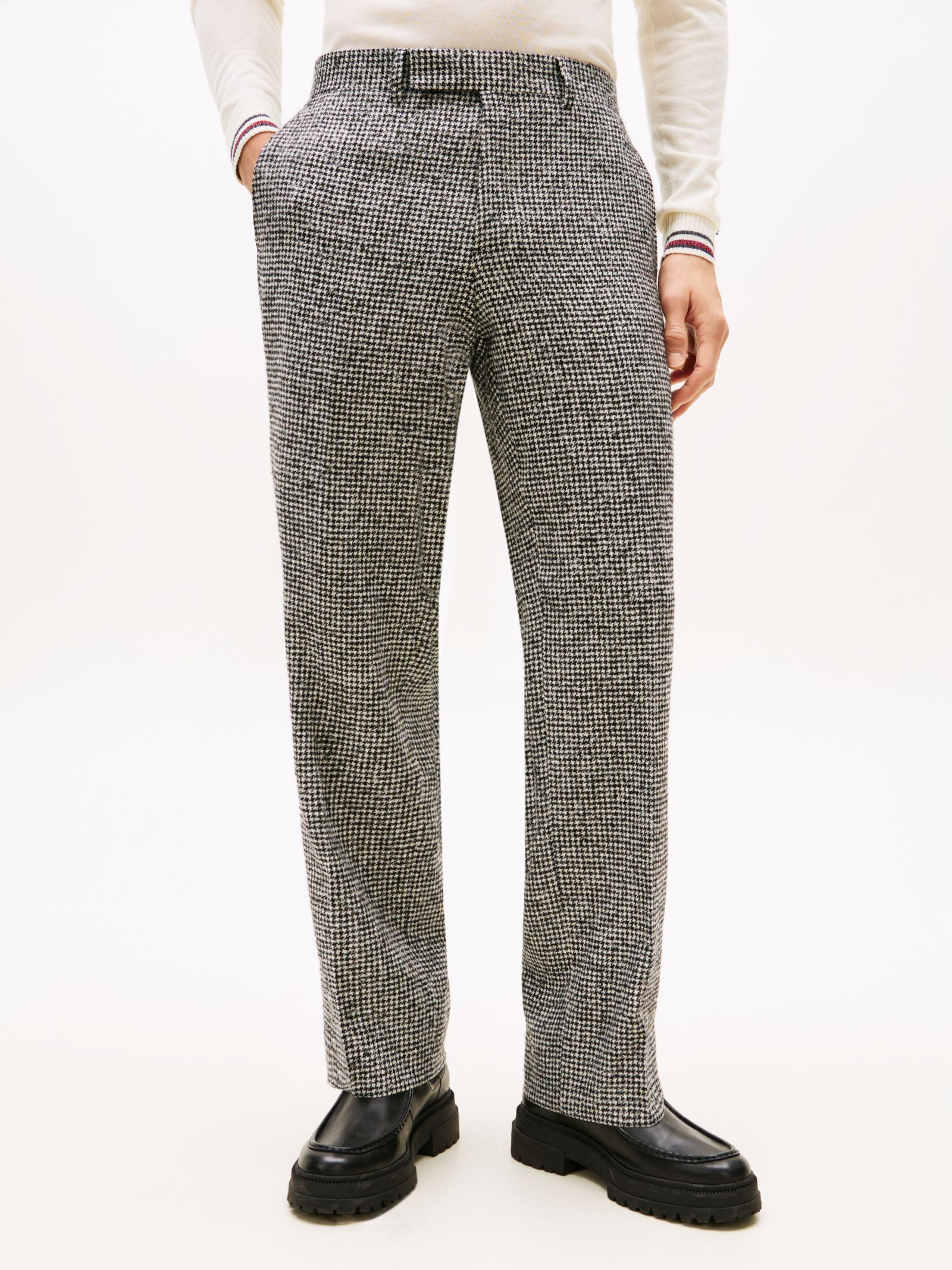 Tommy Hilfiger Wolmix broek met pied de poulepatroon