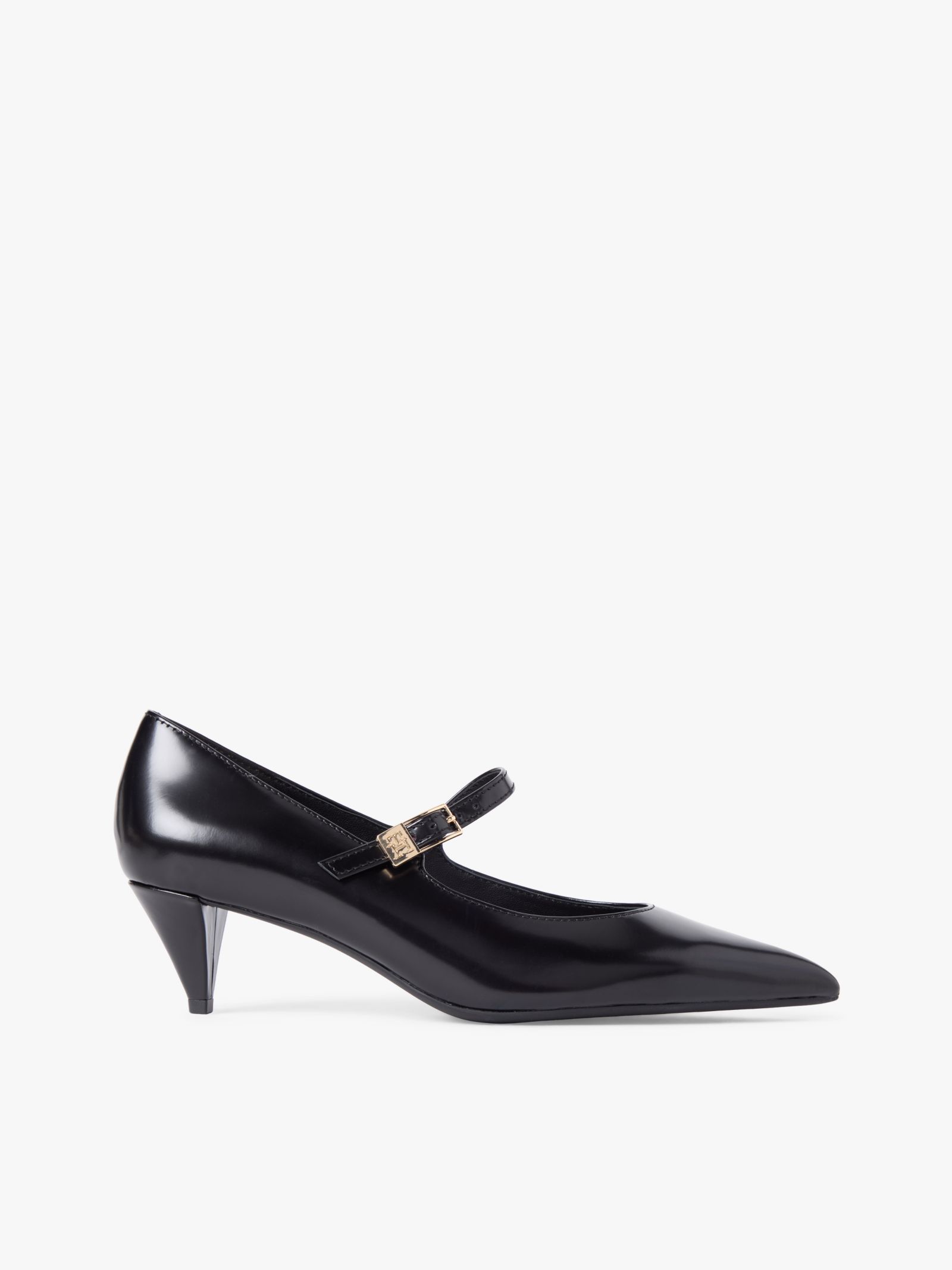 Tommy Hilfiger Glanzende leren pump met gesp en spitse neus