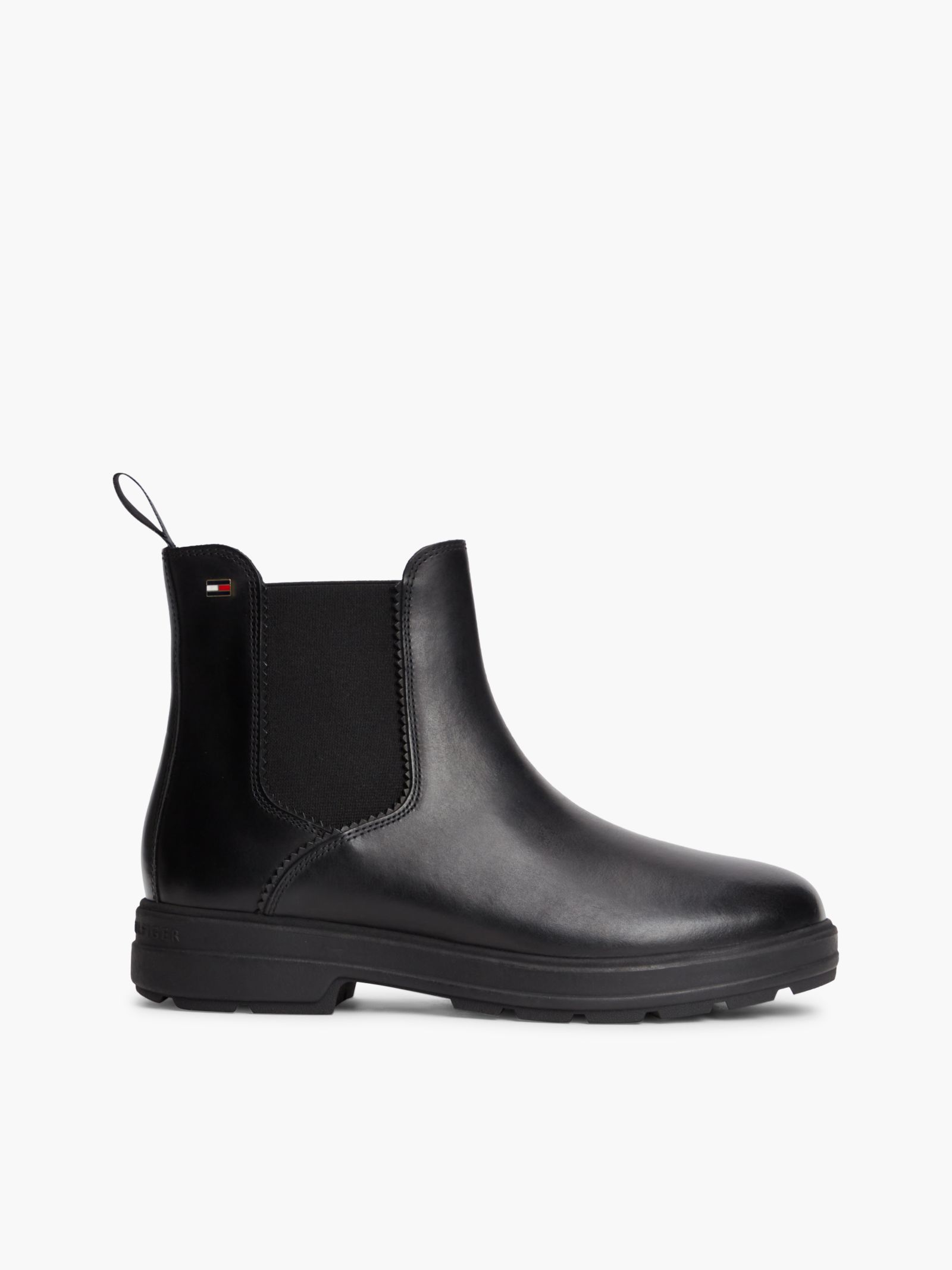 Tommy Hilfiger outdoor leren Chelsea boots in zwart