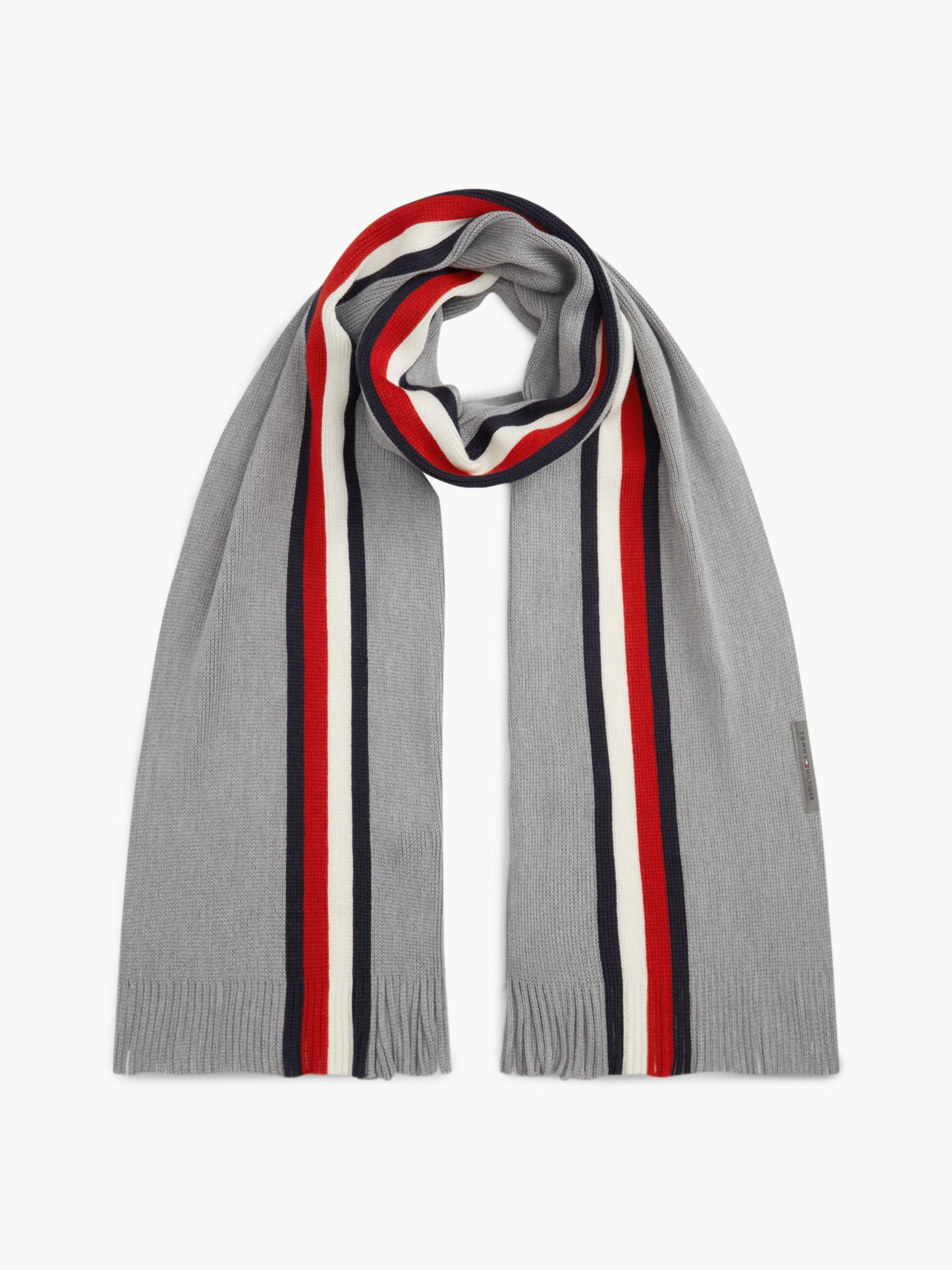 Tommy Hilfiger Wolmix sjaal met Signature streep in grijs