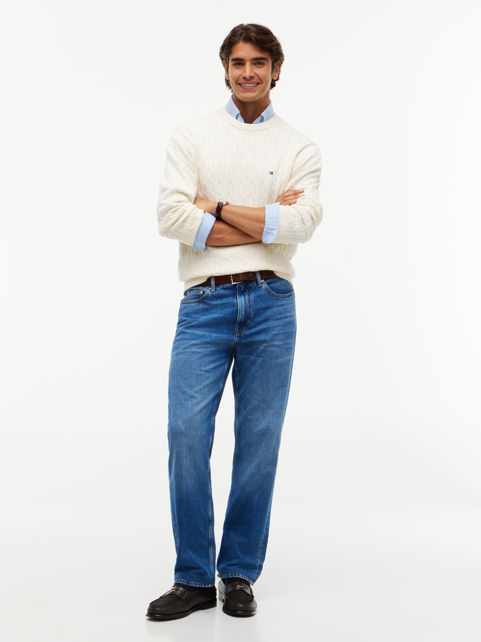 Tommy Hilfiger Dover regular straight jeans met whiskers in blauw