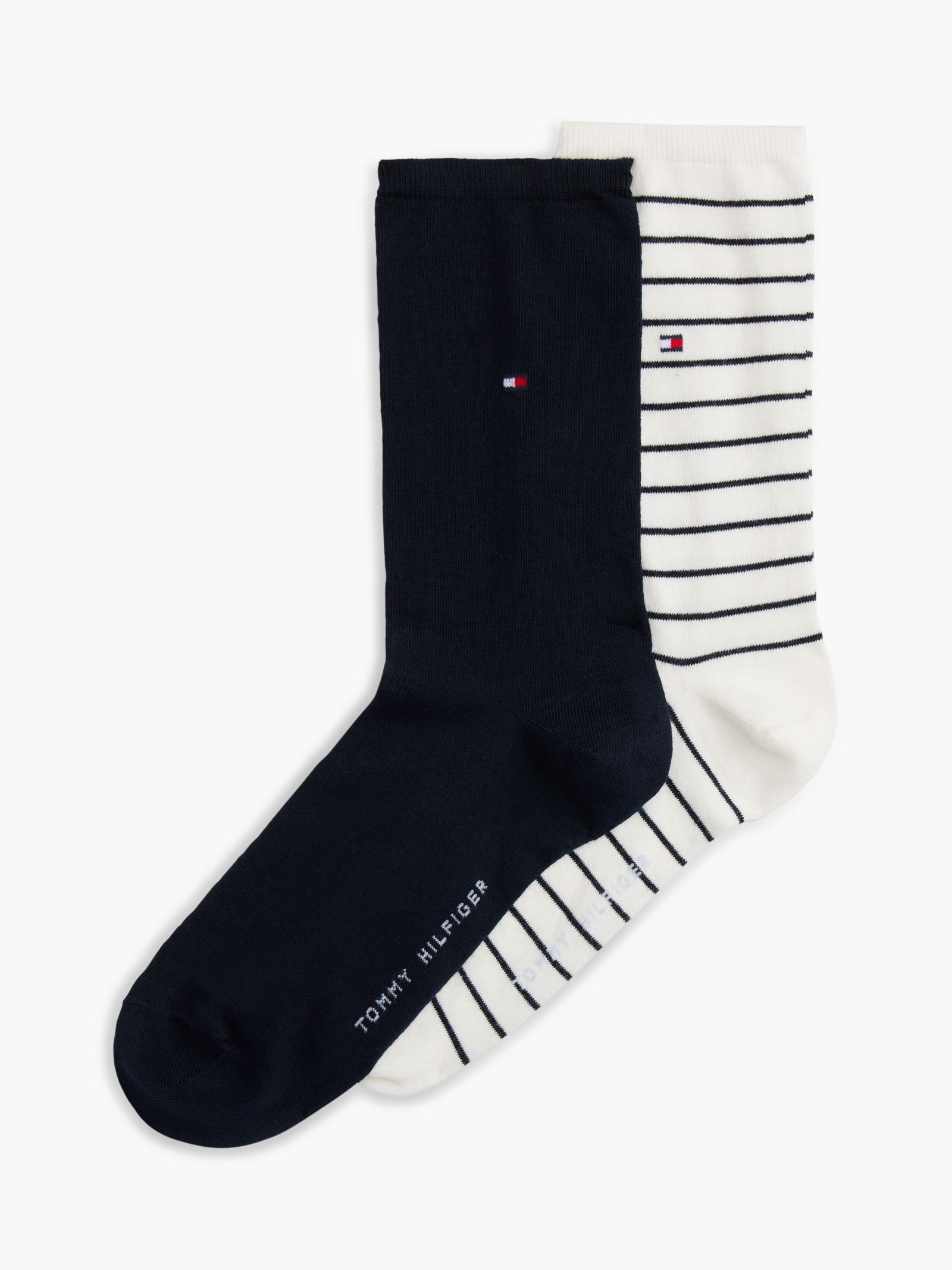 Tommy Hilfiger Set van 2 paar enkelsokken met geborduurde vlag en strepen in marine