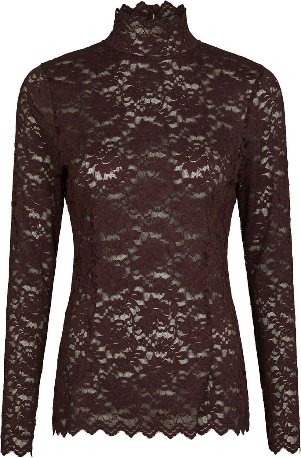 Neo Noir Top Liza Laceflower Bordeaux Rood dames