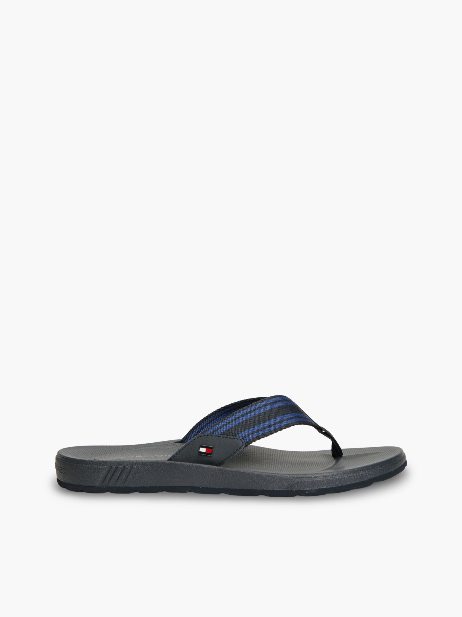 Tommy Hilfiger Teenslipper met gevormd voetbed en webbing bandjes in blauw