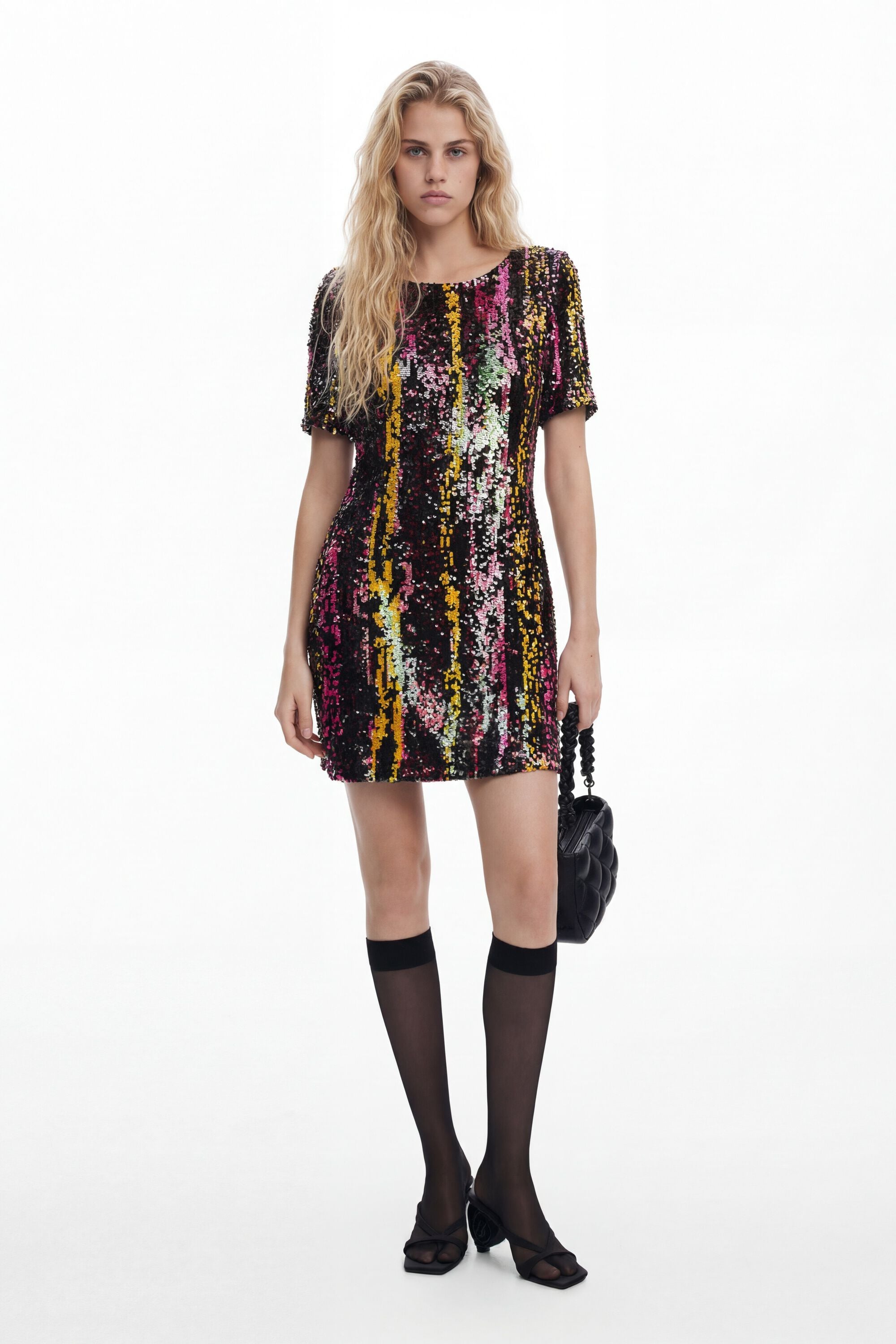 Desigual Kort paillettenjurk in zwart