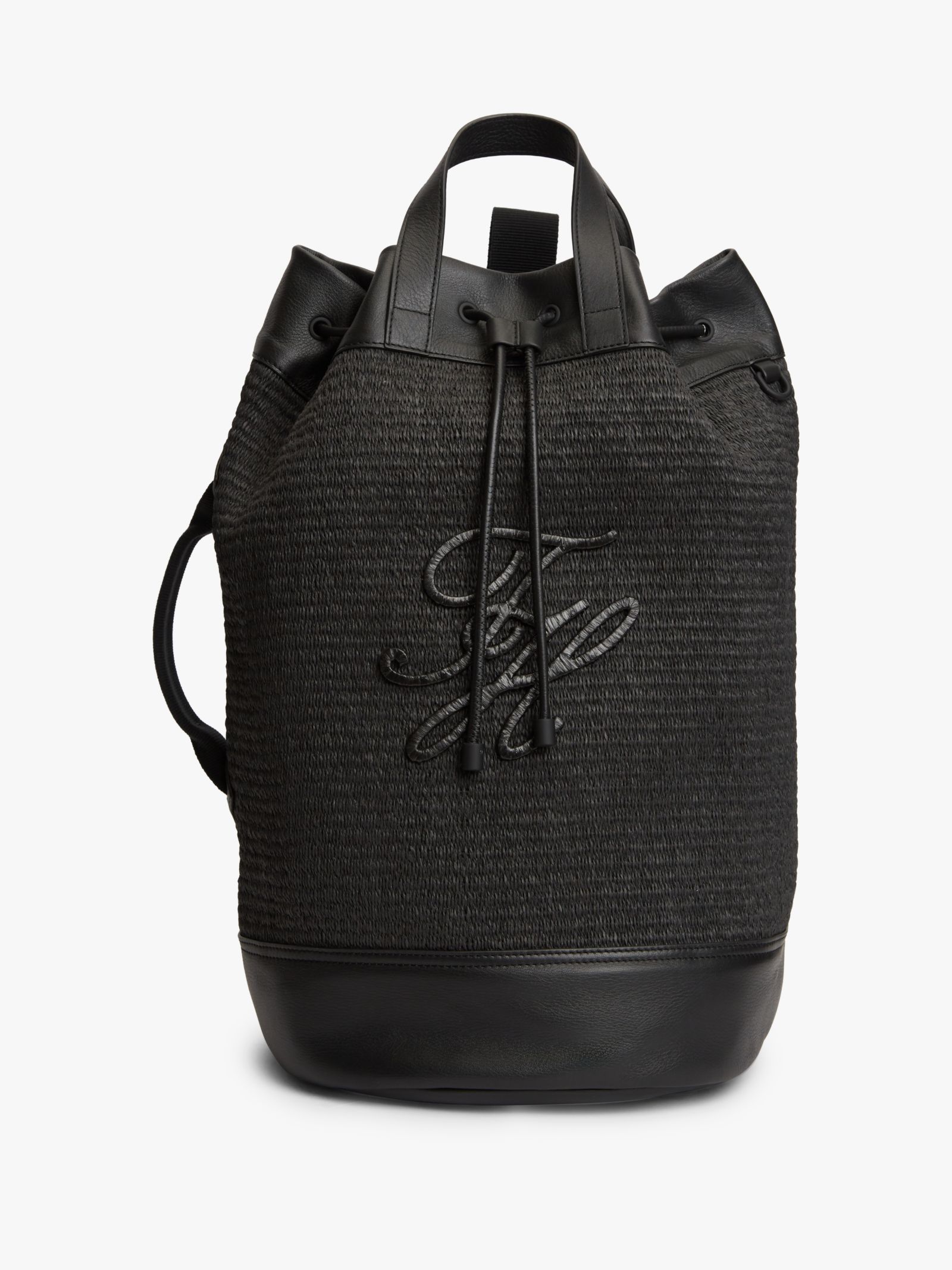 Tommy Hilfiger Bucket strandtas van raffia met trekkoord