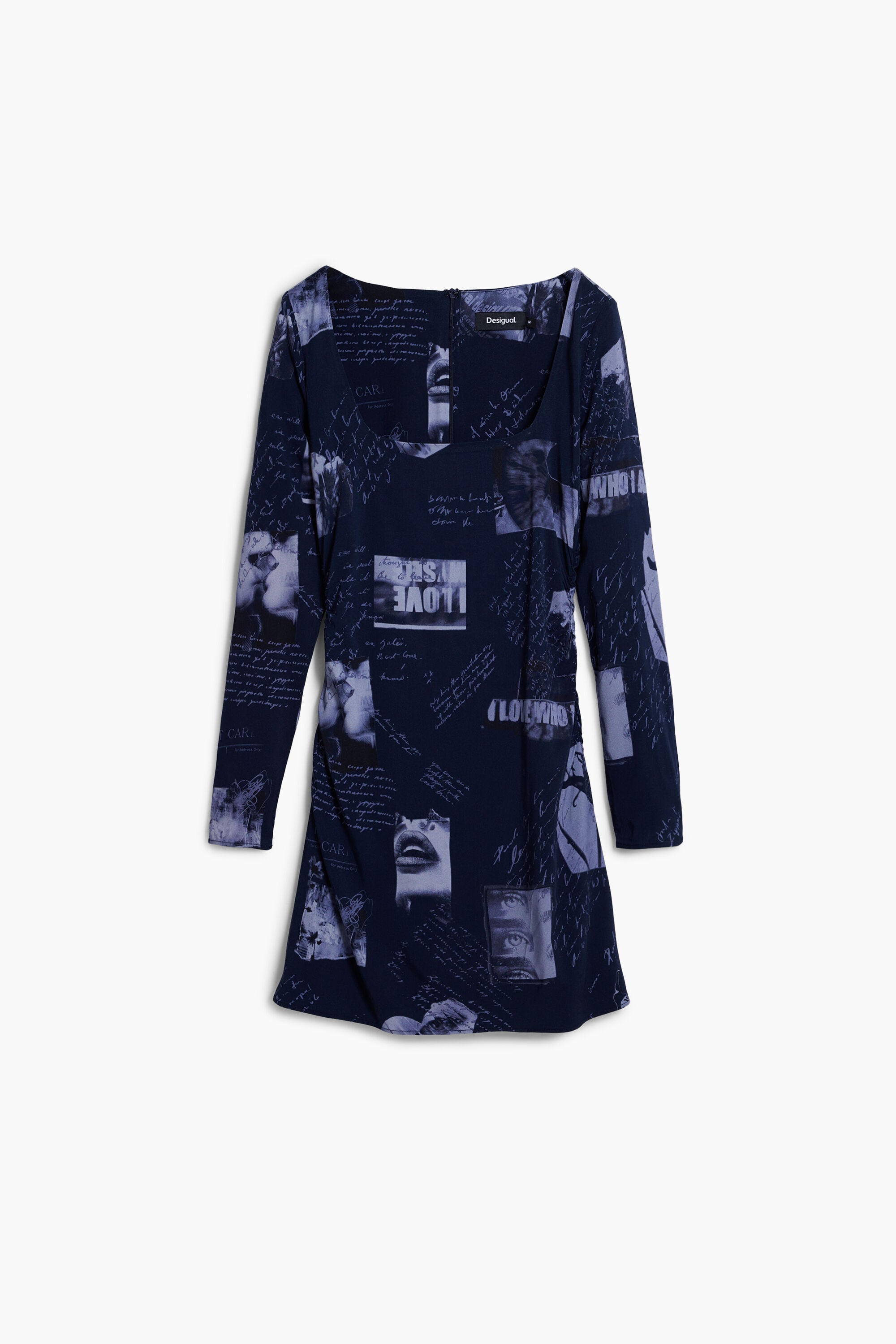 Desigual Jurk met vierkante halslijn en postzegelprint