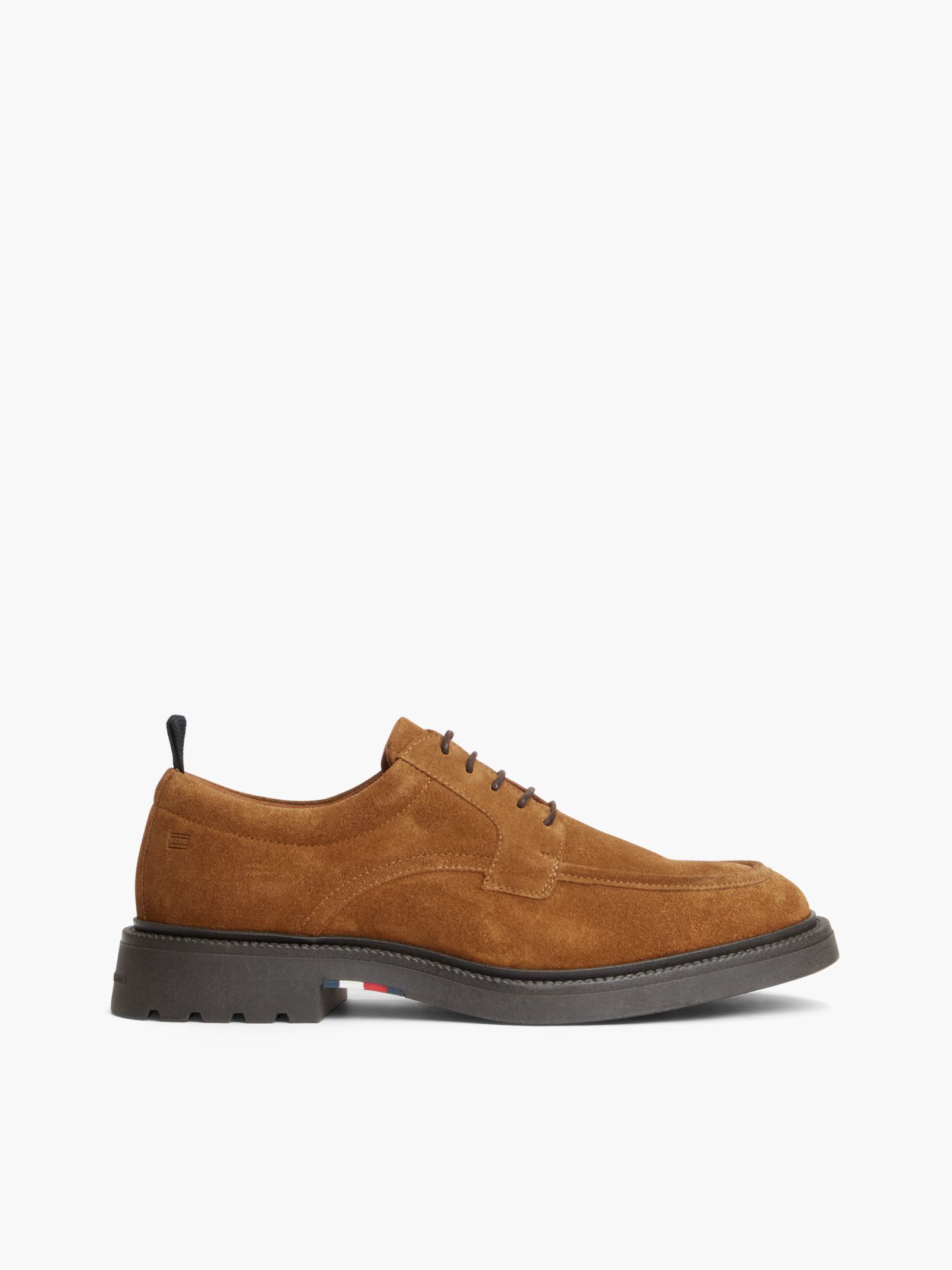 Tommy Hilfiger Suède derby schoen met veters in bruin