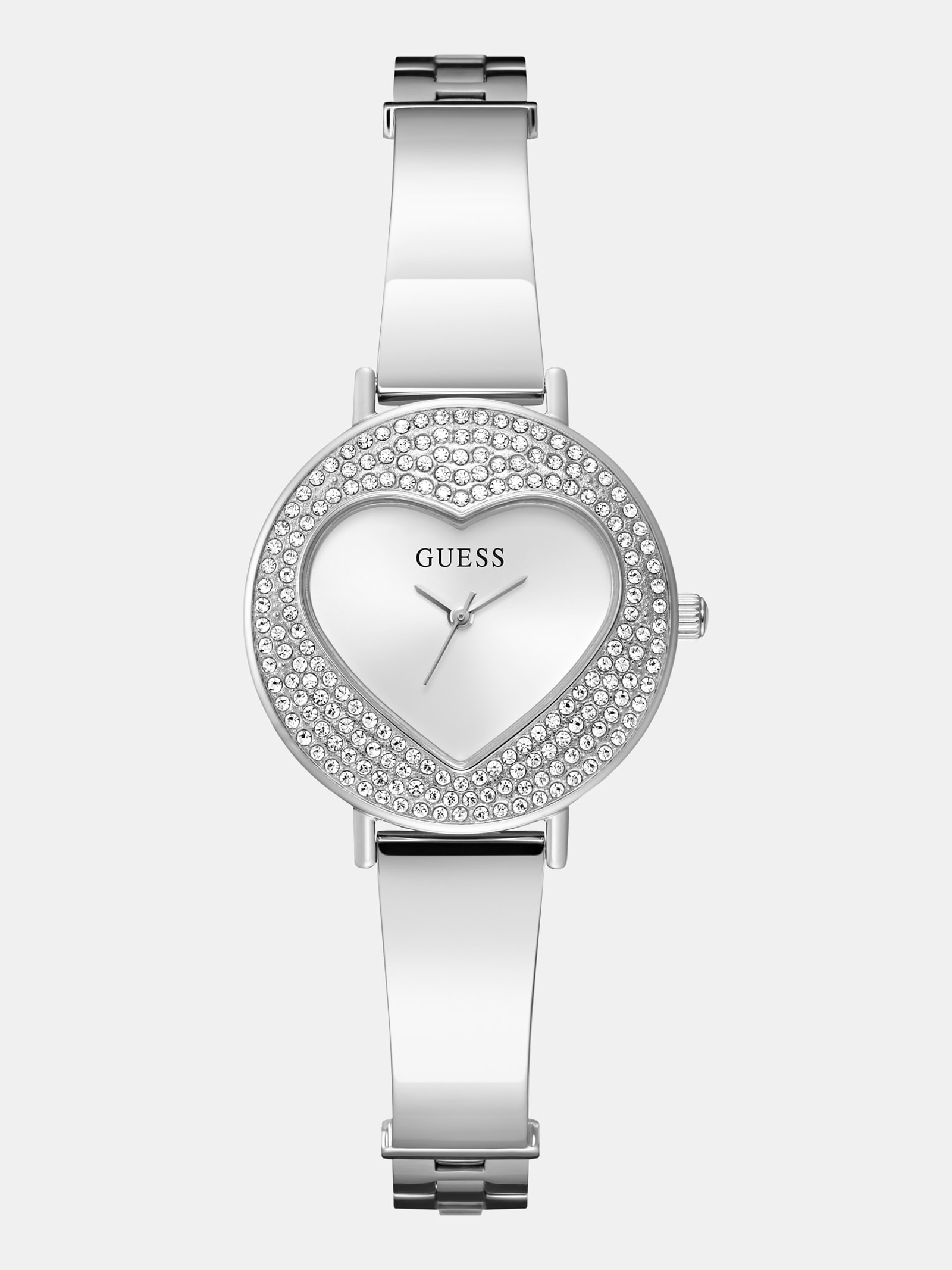 Guess Analoge Horloge Van Gerecycled Staal Met Kristallen, 30 Mm in zilver
