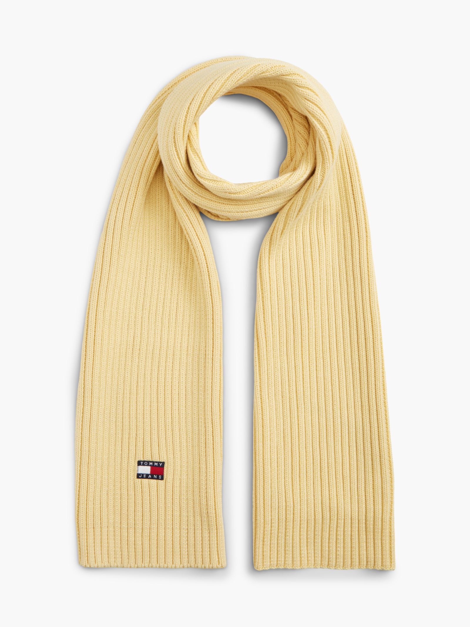 Tommy Jeans Heritage ribgebreide sjaal met logo for women in geel