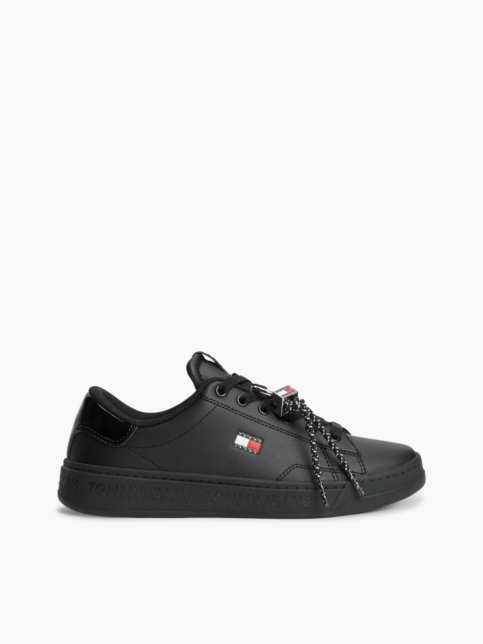 Tommy Jeans Sneaker met leer en logobedel in zwart