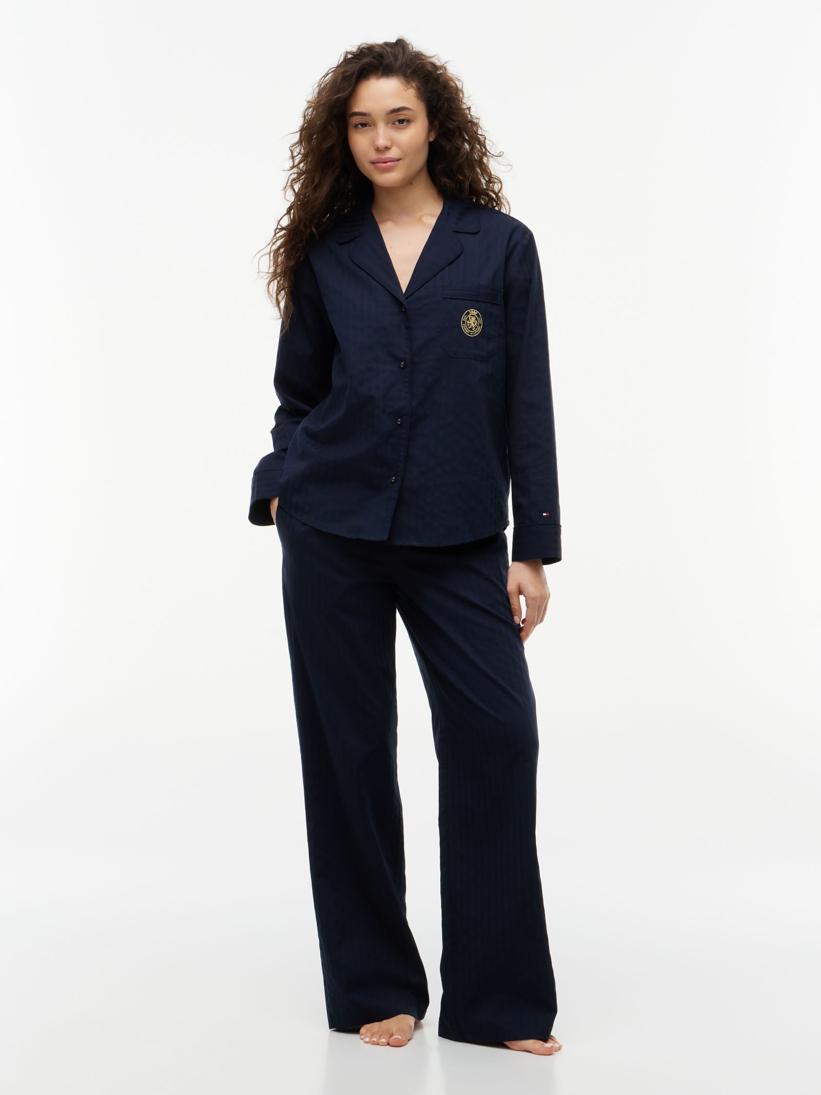 Tommy Hilfiger Geweven dobby pyjamaset met lange mouwen en embleem