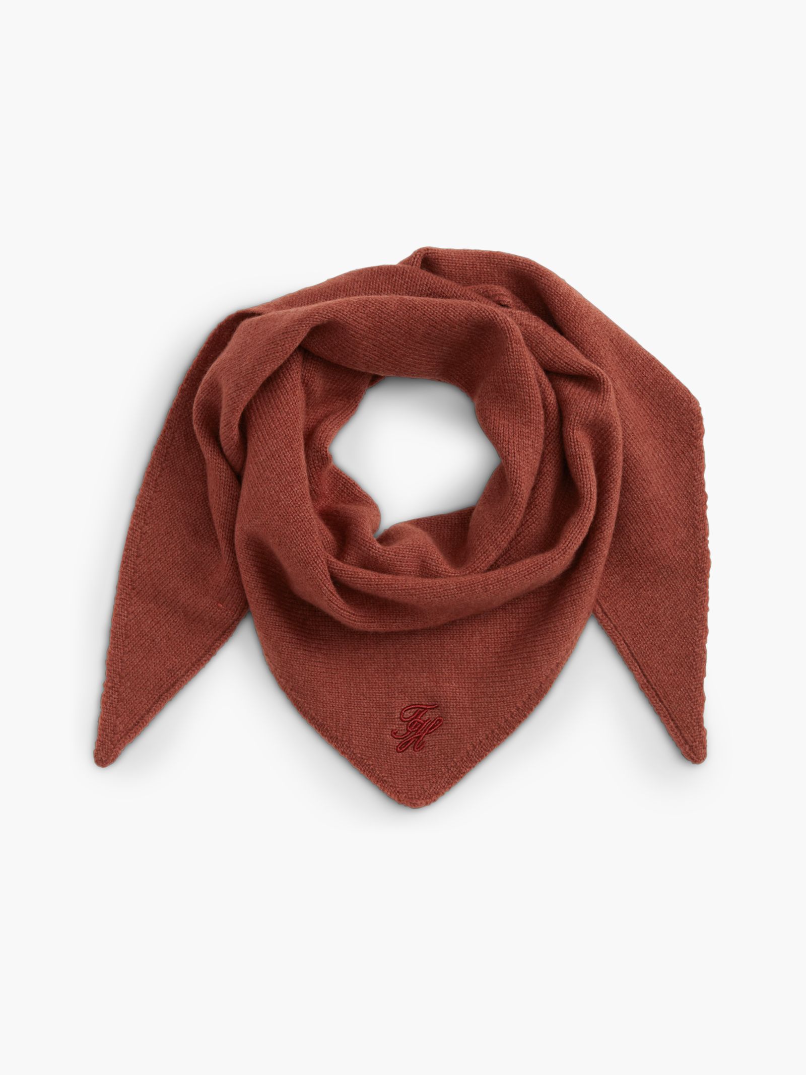 Tommy Hilfiger Driehoekige sjaal van kasjmiermix met logo in roze