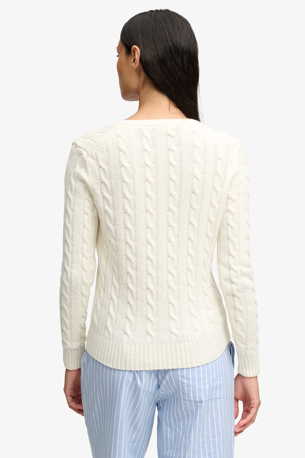 Superdry & Co Trui Wollen Mix Kabel Off White dames