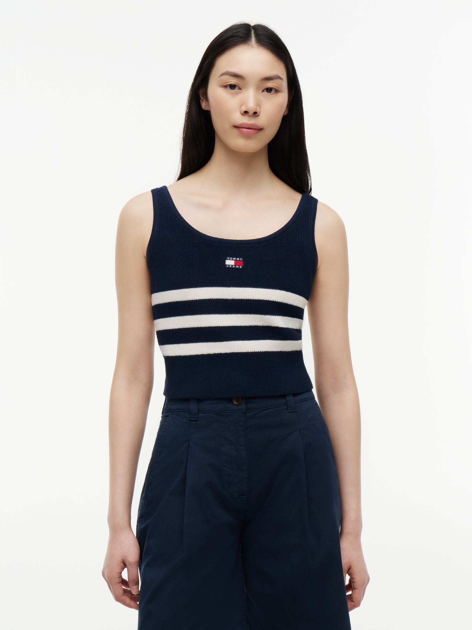 Tommy Jeans gestreepte tanktop met Tommy Badge in marine