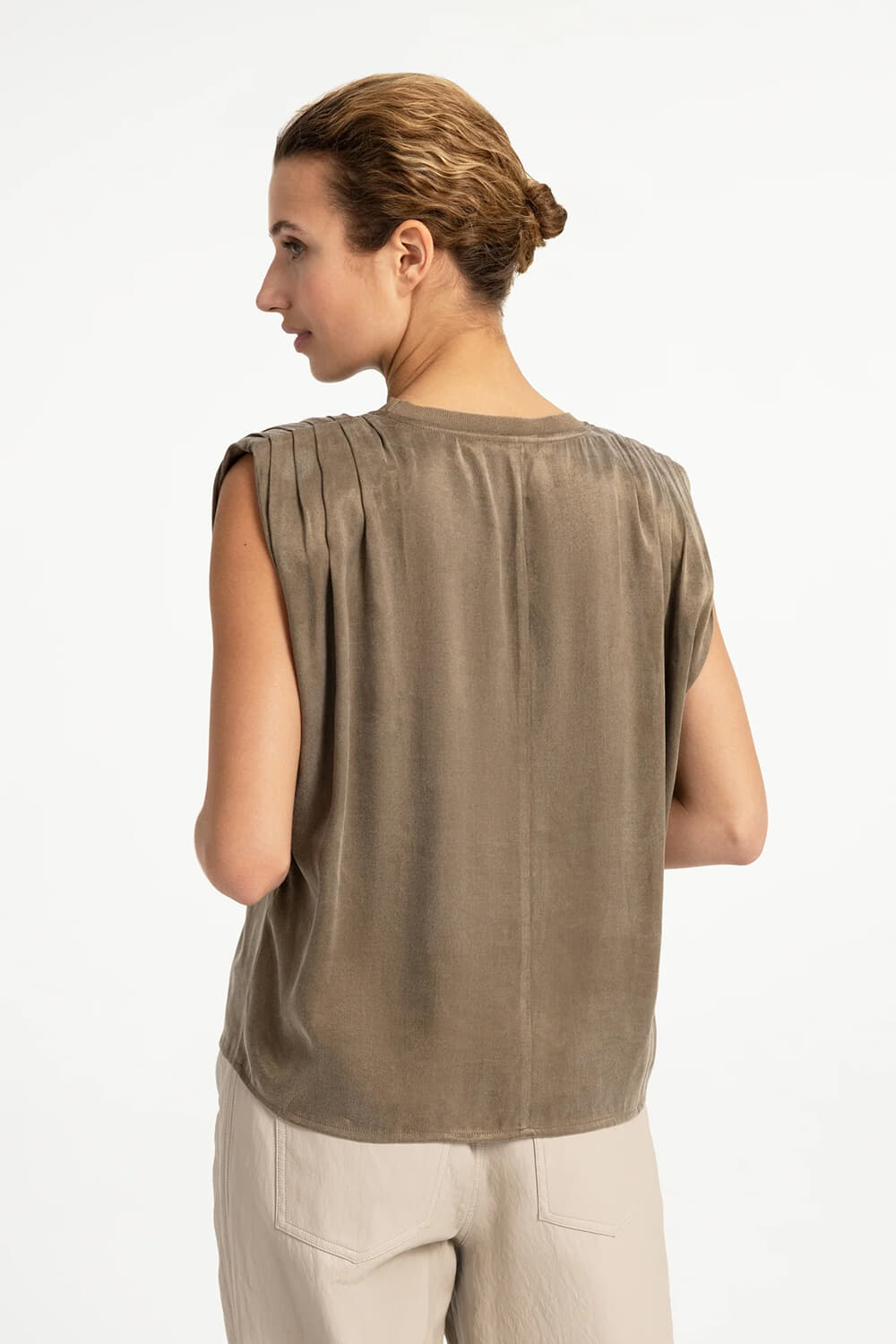 Yaya Top Bruin dames in beige
