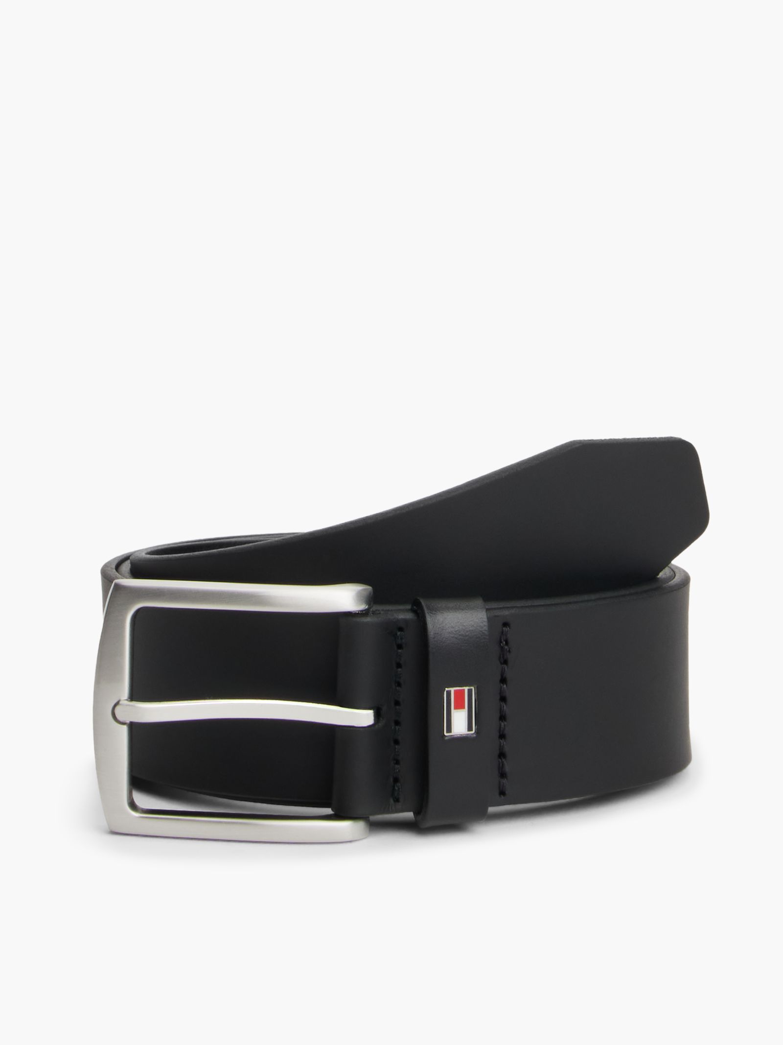 Tommy Hilfiger leren riem met logo in zwart