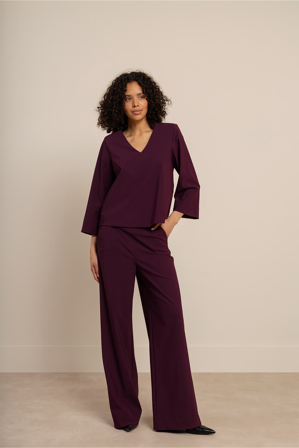 Studio Anneloes Broek Lexie Bonded Bordeaux Rood dames