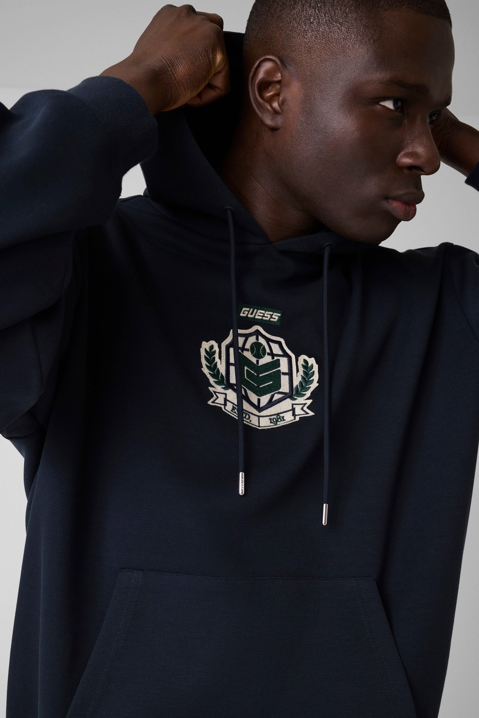 Guess Sweatshirt Met Geborduurd Logo for men in marine