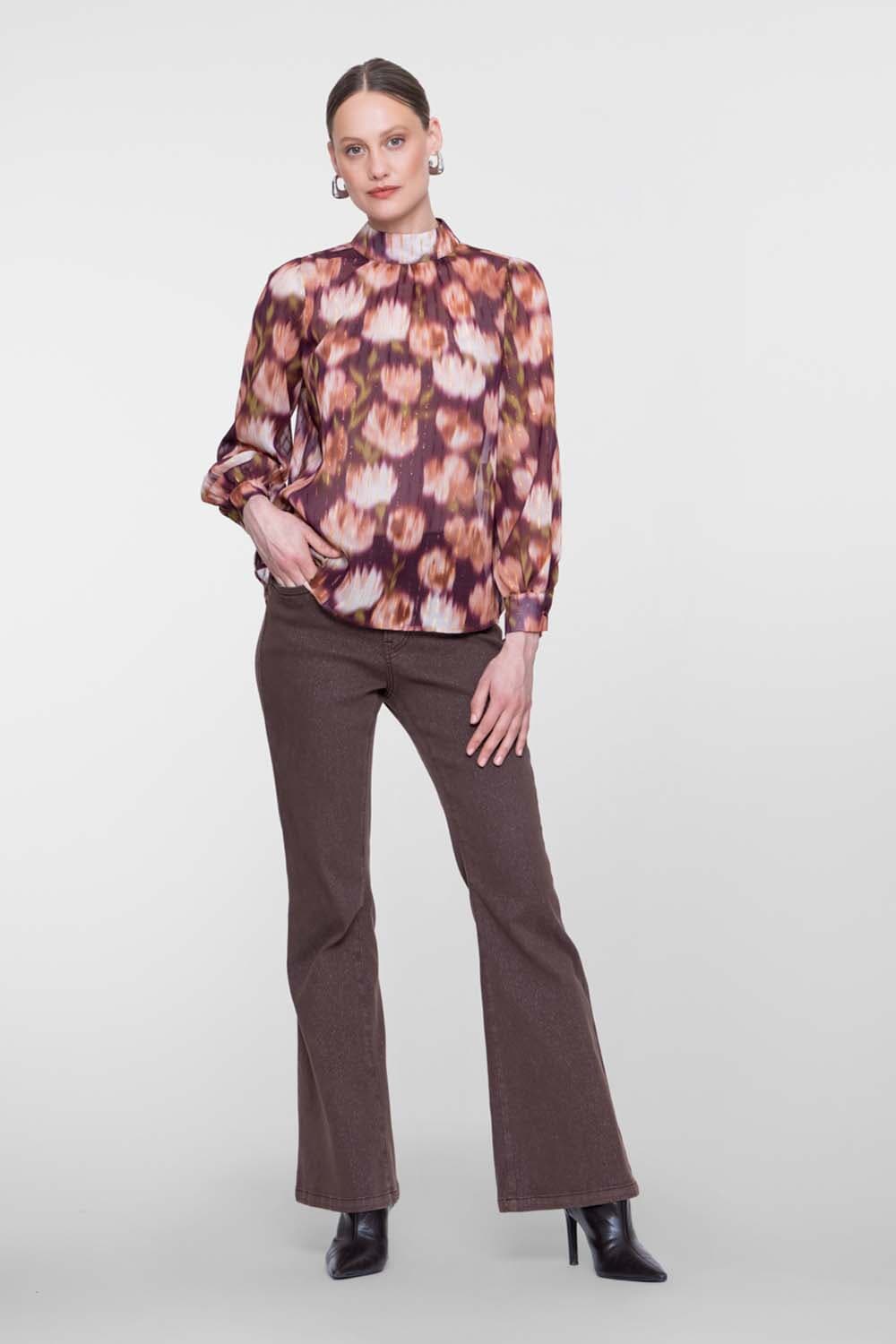 Geisha Jeans Flair Lurex Bruin dames