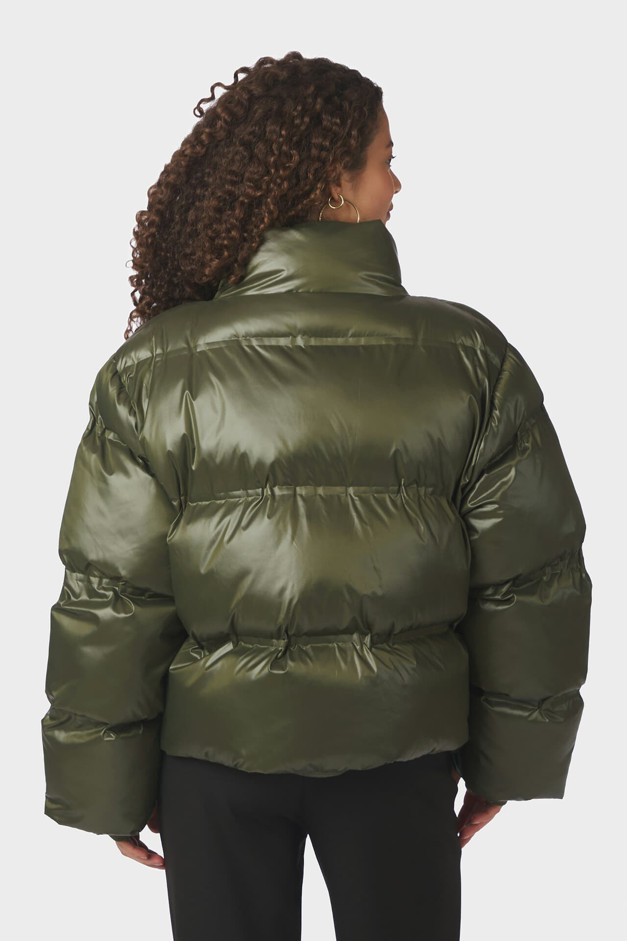 Neo Noir Gewatteerde Jas Rhea Shiny Groen dames