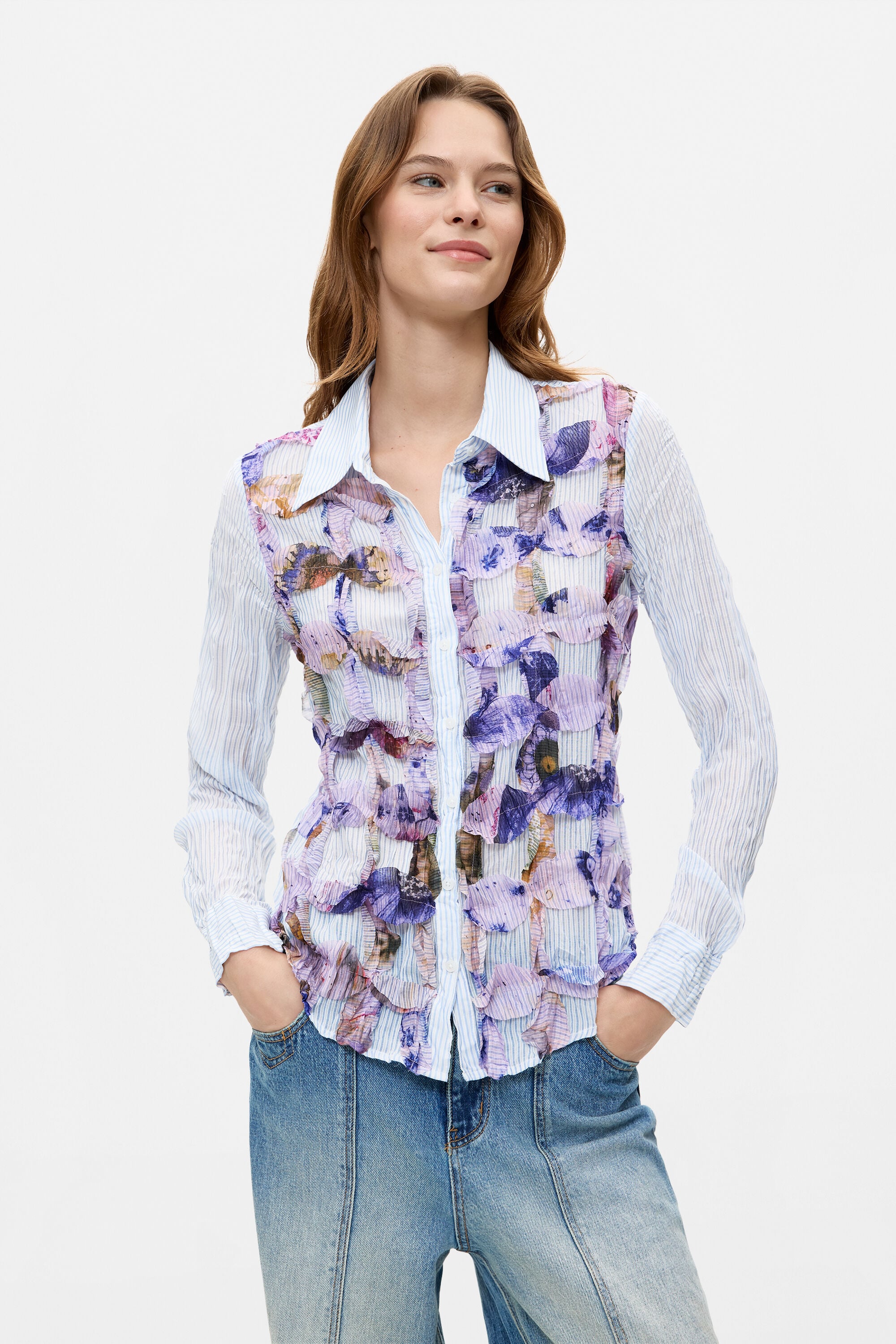 Desigual Blouse met lange mouw met print in multicolor