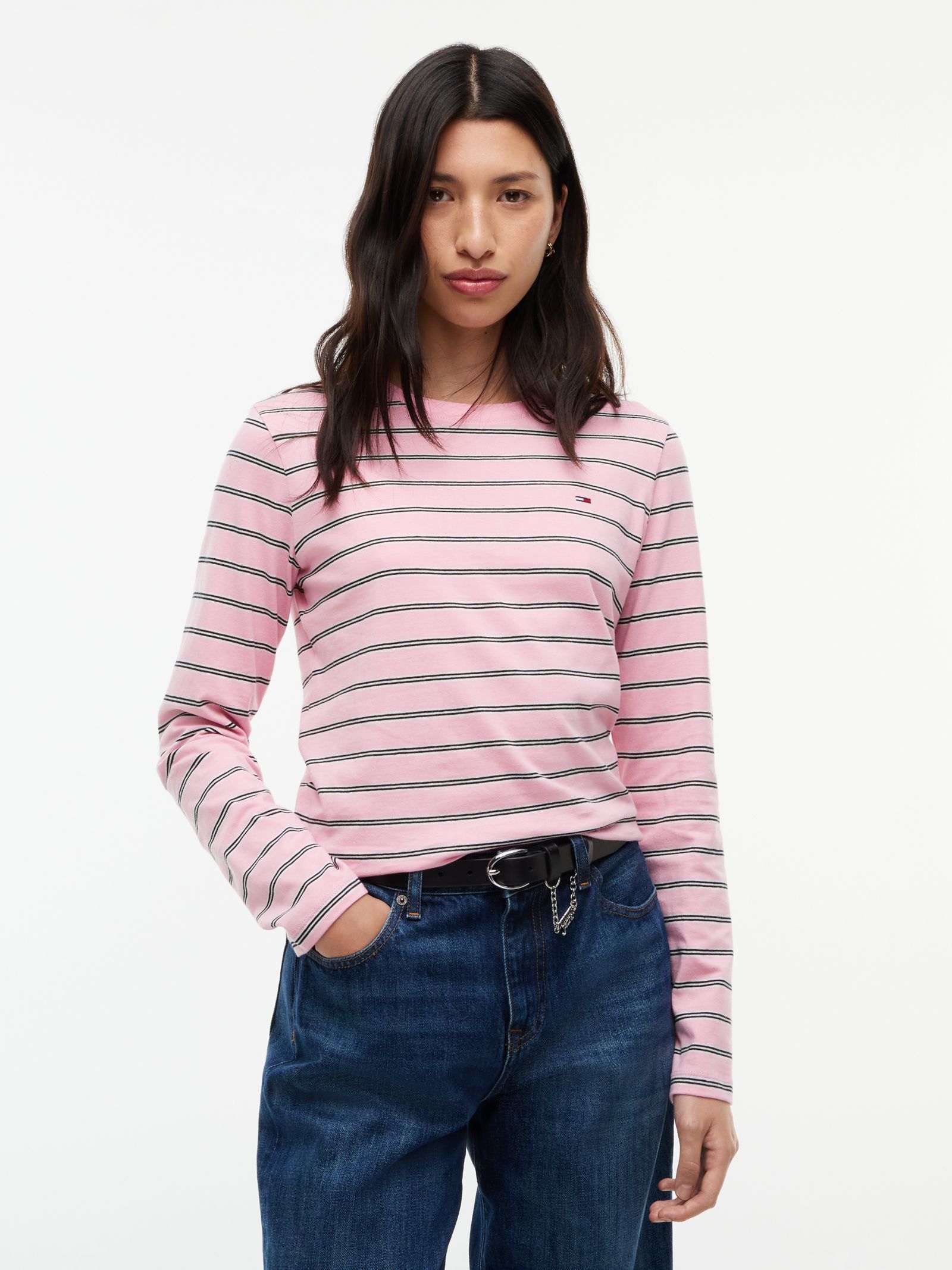 Tommy Jeans jersey longsleeve T-shirt met geborduurde vlag