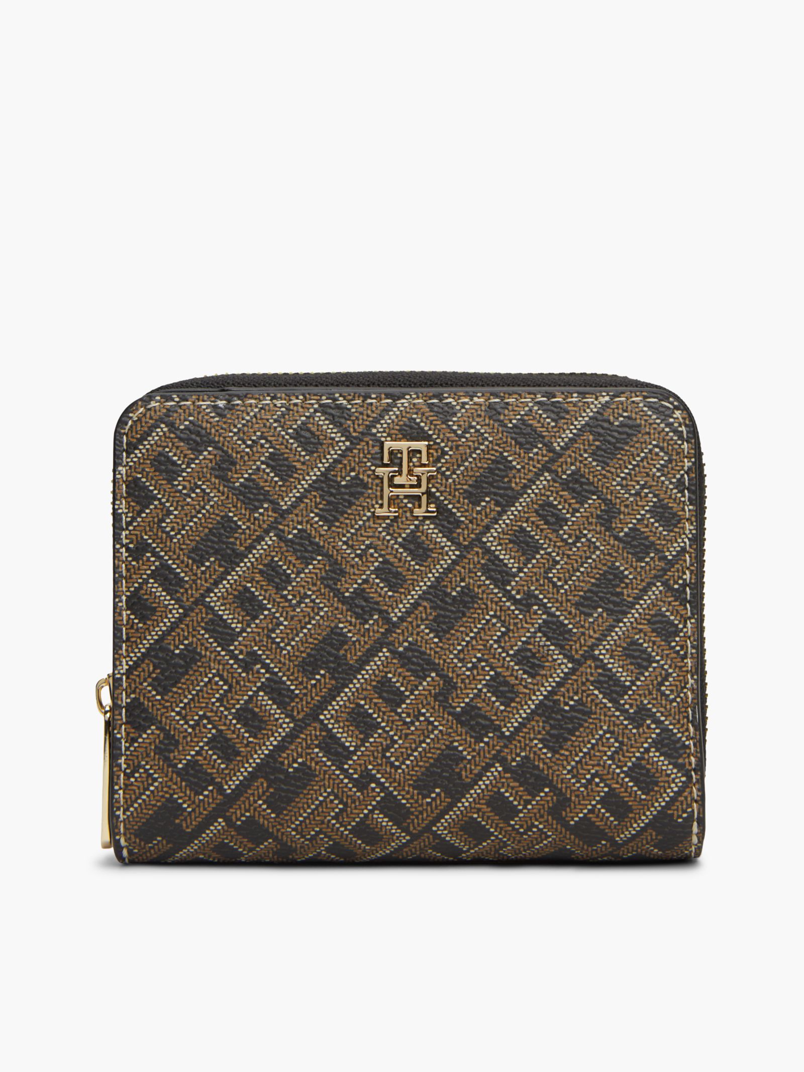 Tommy Hilfiger Hilfiger Icon Zip Around portemonnee met print in bruin