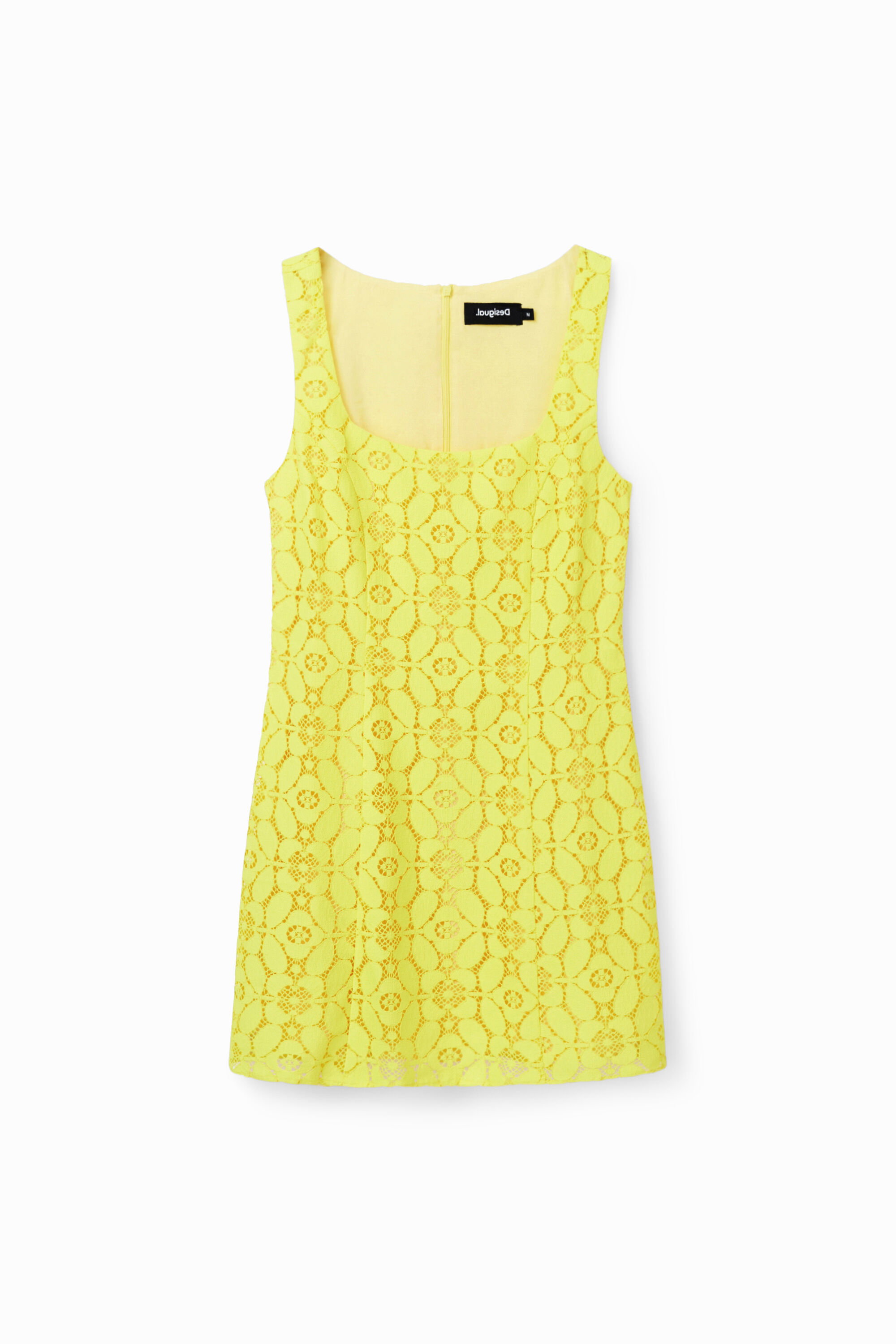 Desigual Korte jurk met kant in geel