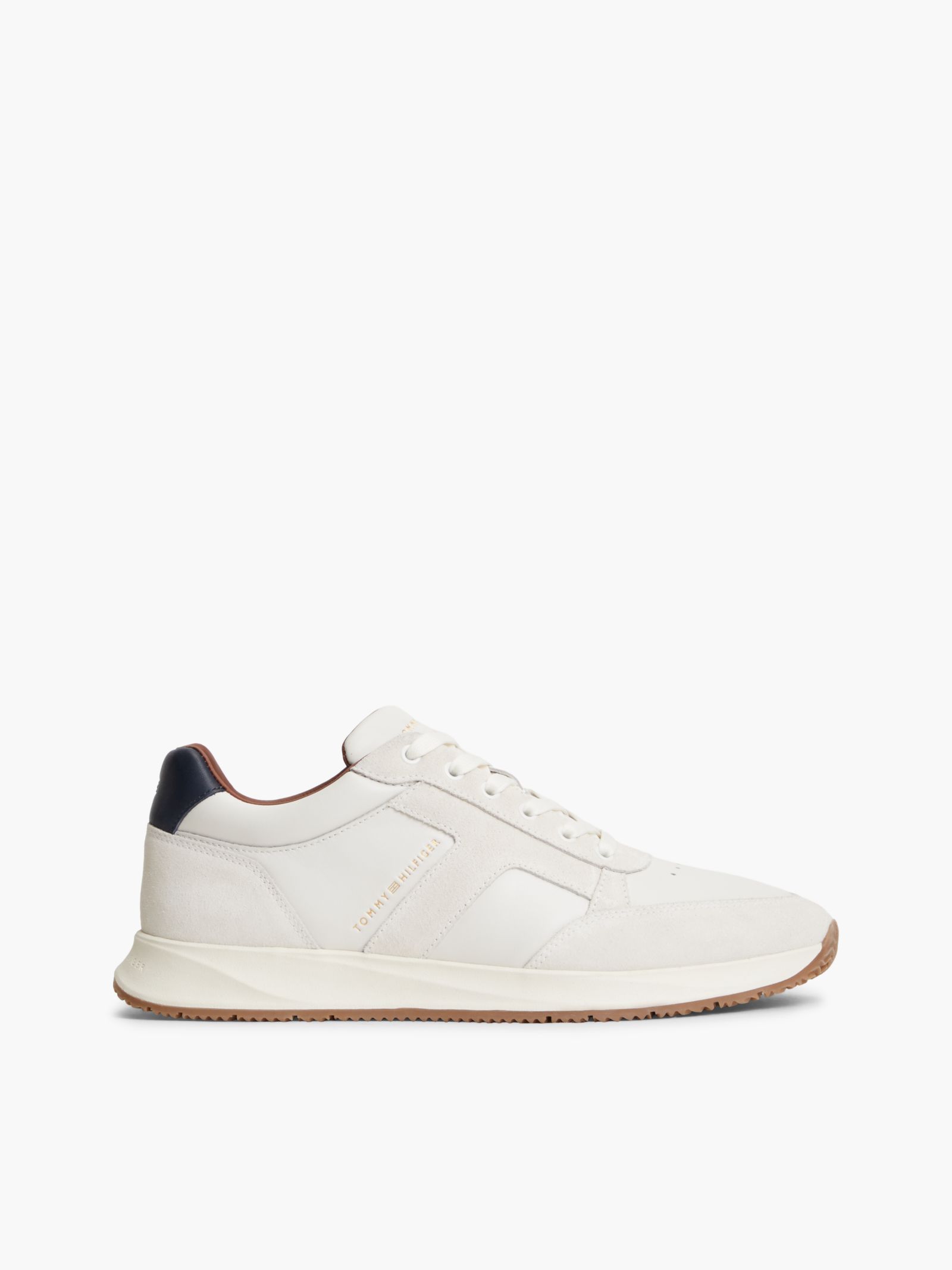 Tommy Hilfiger leren sneaker met gemengde texturen in wit