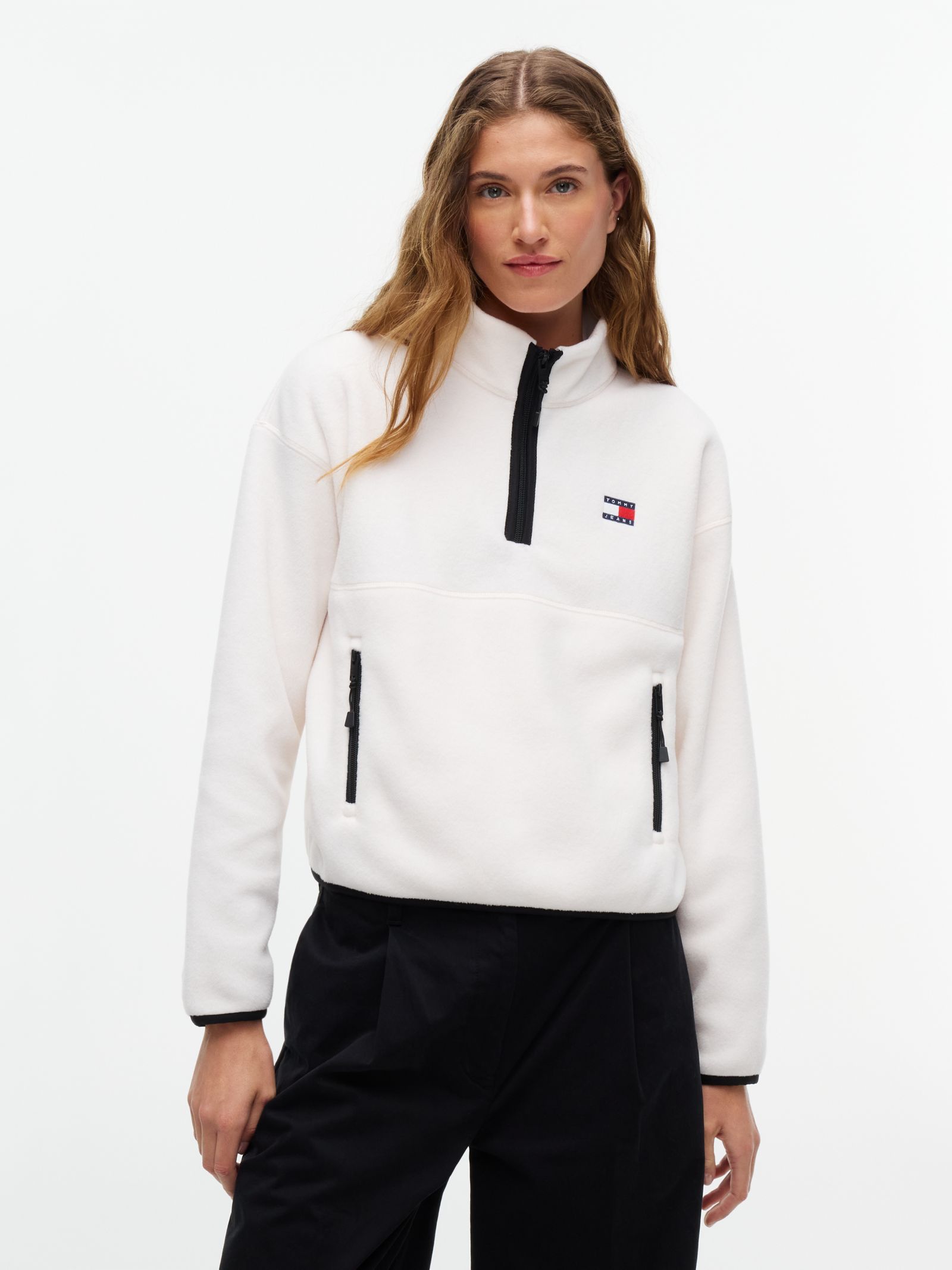 Tommy Jeans Sweatshirt met quarter zip en Tommy badge voor dames