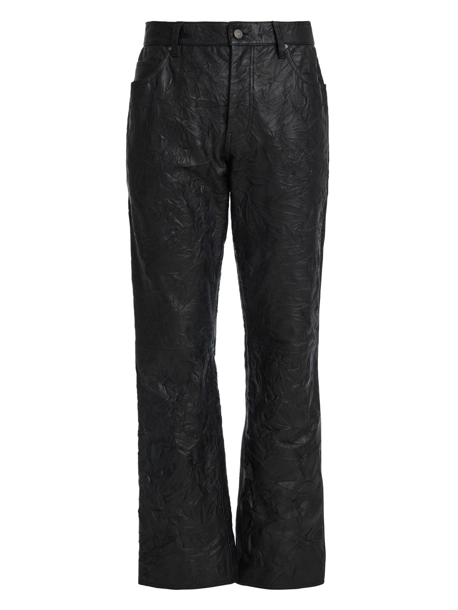 Guess Broek Van Craquelé-Leer in zwart